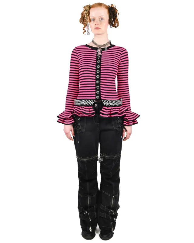 Pink Ruffle Carabiner Cardigan made by Chopova Lowena