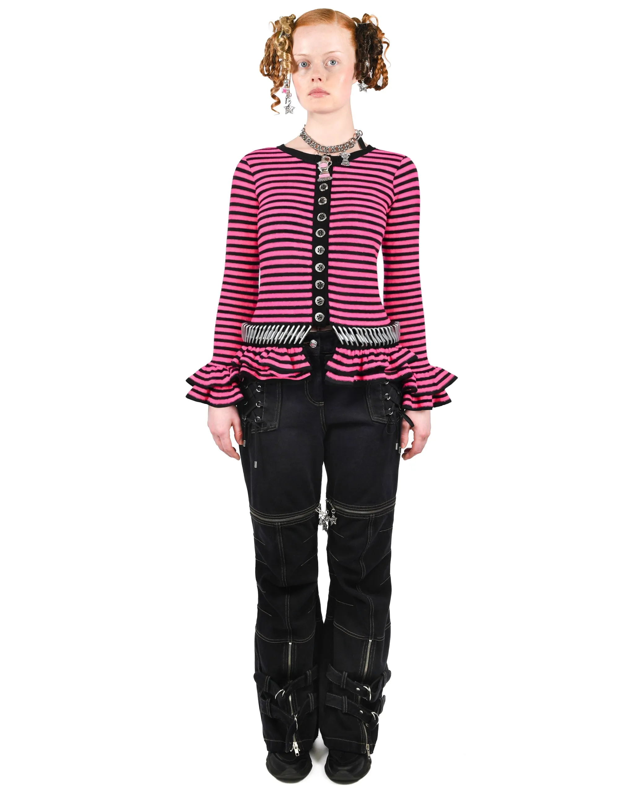 Pink Ruffle Carabiner Cardigan sold by Chopova Lowena