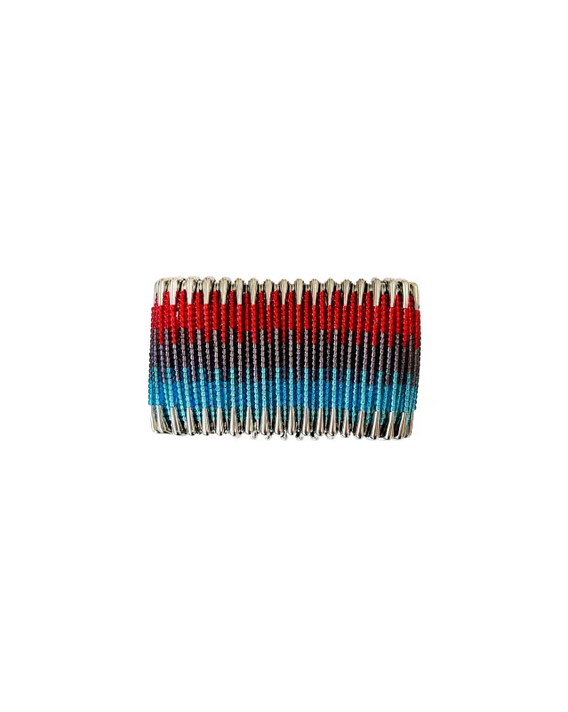 Red and Blue Safety Pin Bracelet made by Chopova Lowena