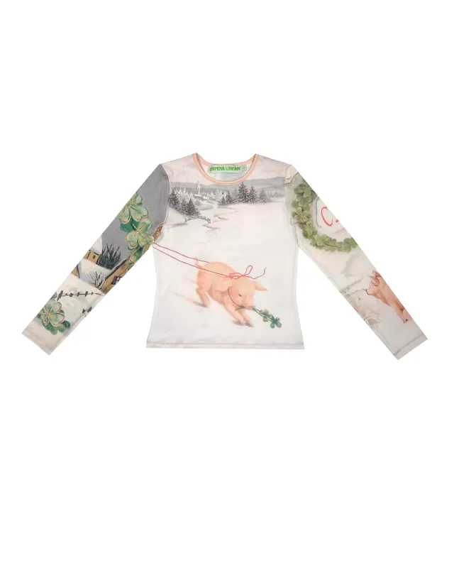 Snowy Pig Fitted Jersey Top made by Chopova Lowena