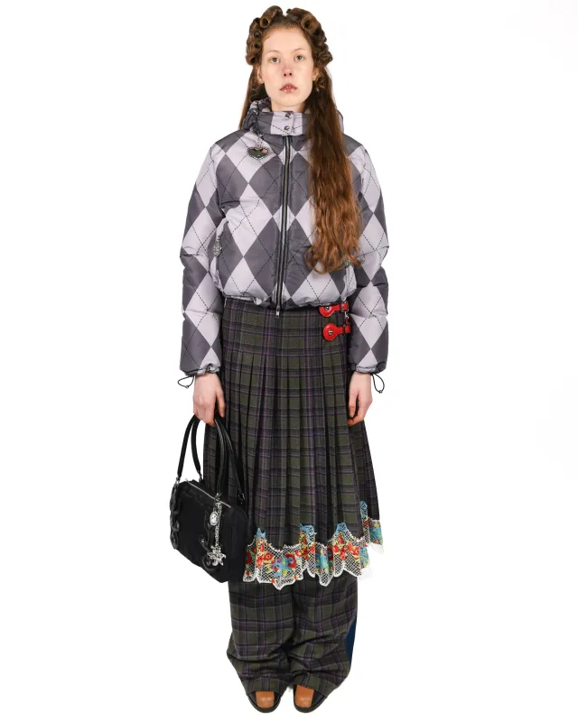 Purple Argyle Puffer Jacket made by Chopova Lowena