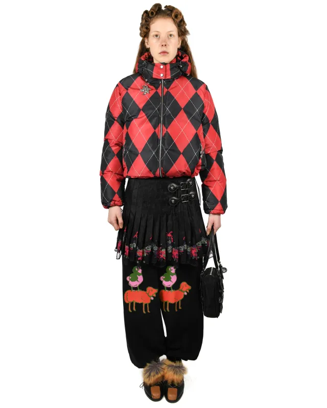 Red Argyle Puffer Jacket made by Chopova Lowena