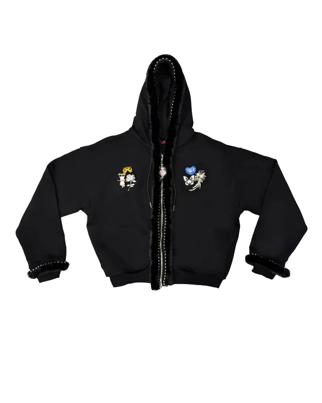 Fuzzy Pearl Zip Hoodie made by Chopova Lowena