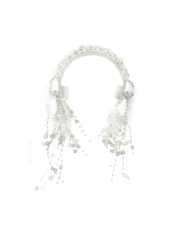 White Beaded Headband made by Chopova Lowena