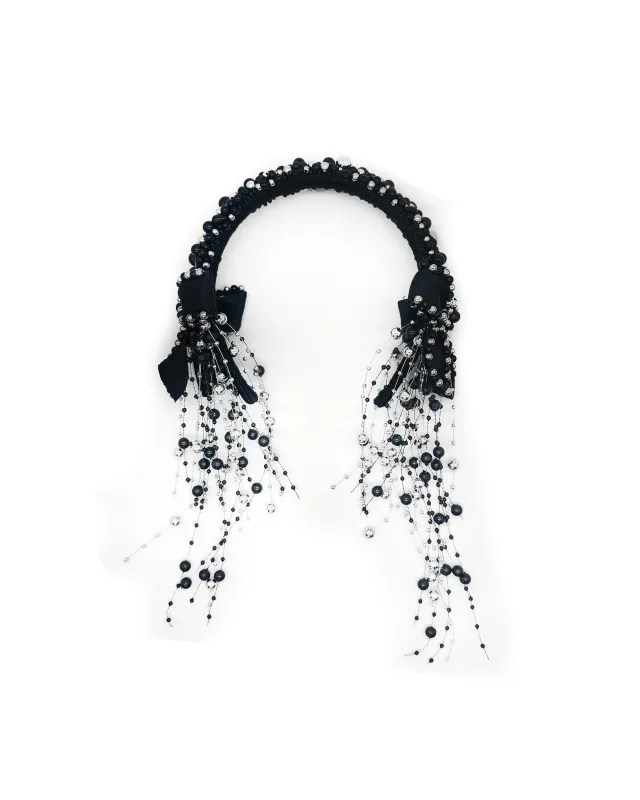 Black Beaded Headband made by Chopova Lowena