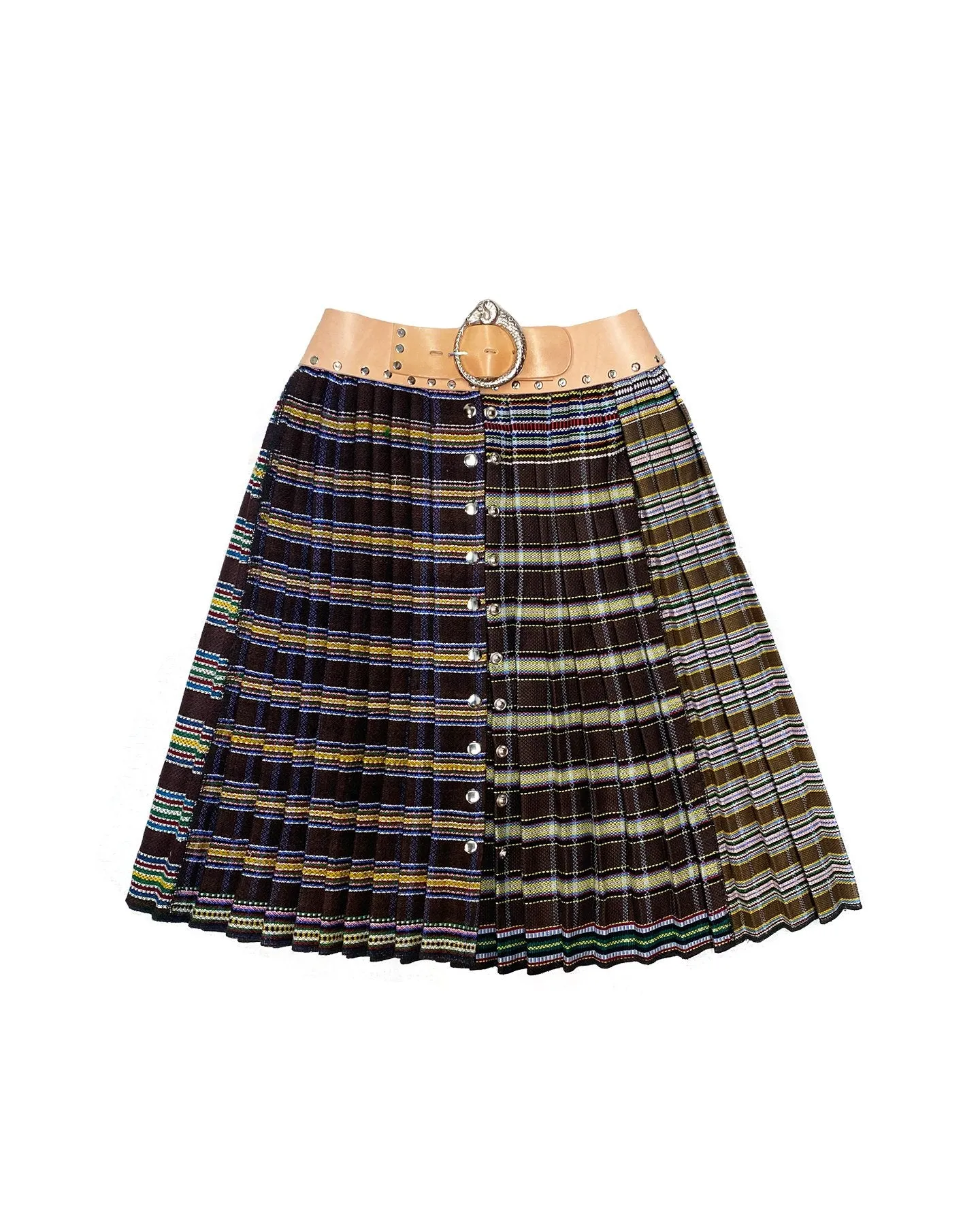 Multi Wool Pleated Skirt with Tan Belt sold by Chopova Lowena