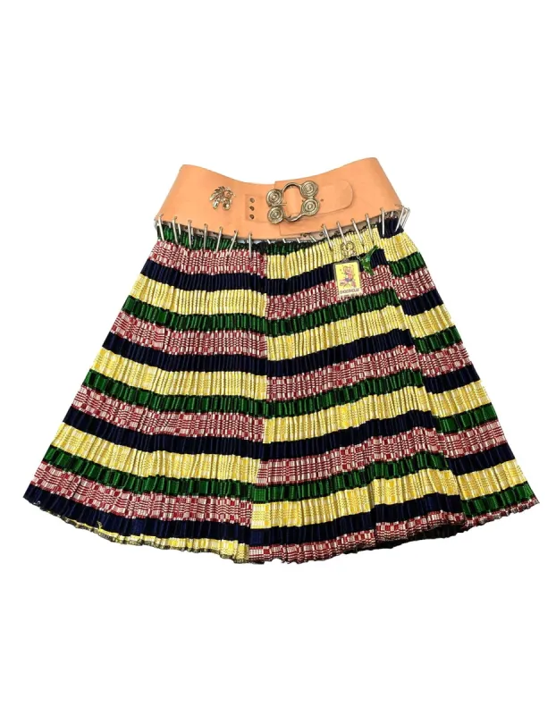 Pleated Stripe Skirt with Tan Belt sold by Chopova Lowena