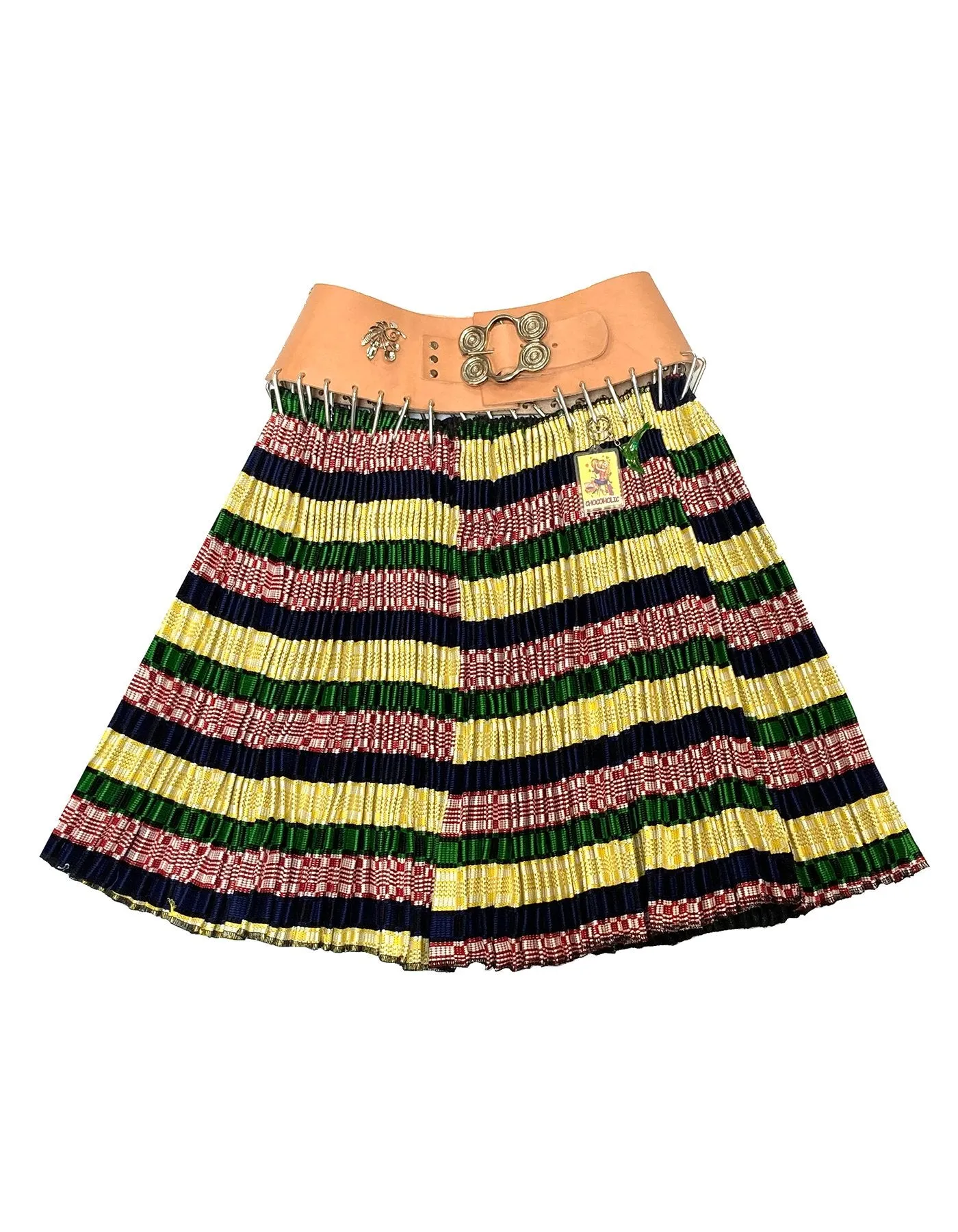 Pleated Stripe Skirt with Tan Belt sold by Chopova Lowena