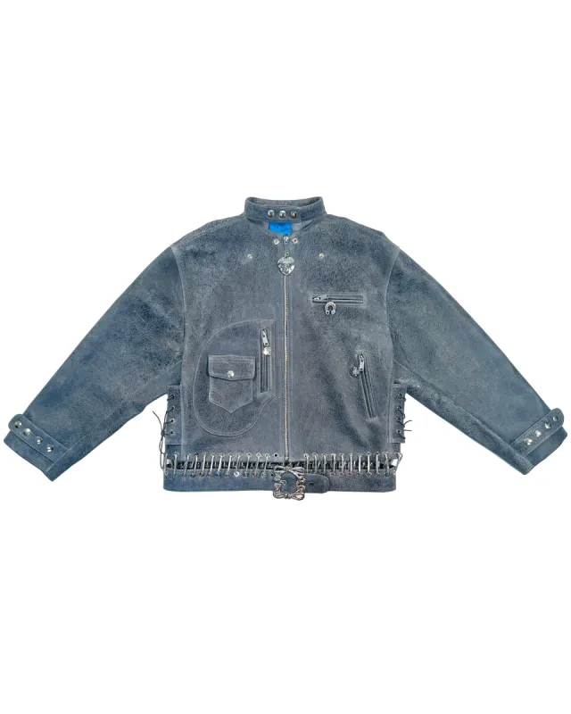 Blue Leather Jacket made by Chopova Lowena