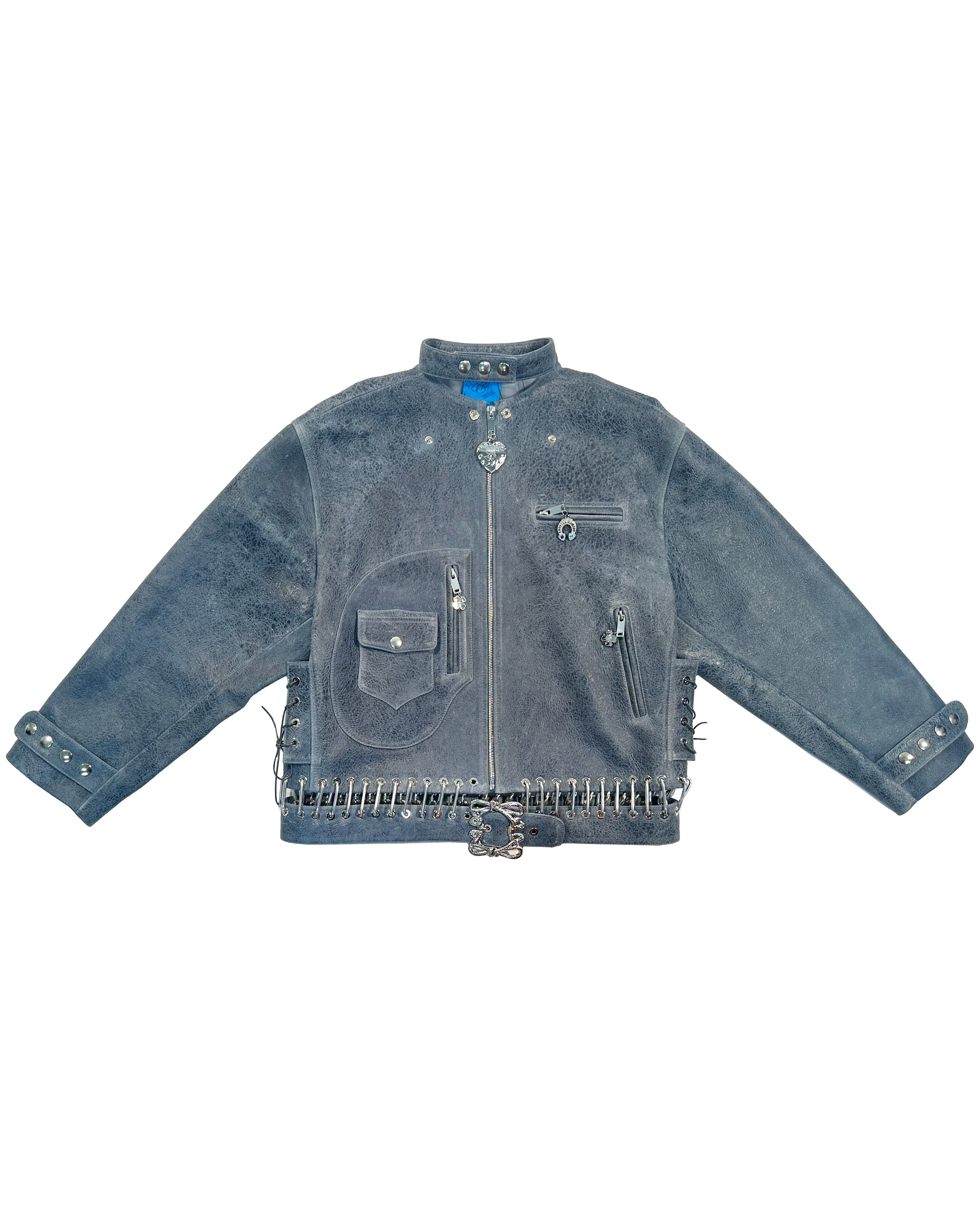 Blue Leather Jacket sold by Chopova Lowena