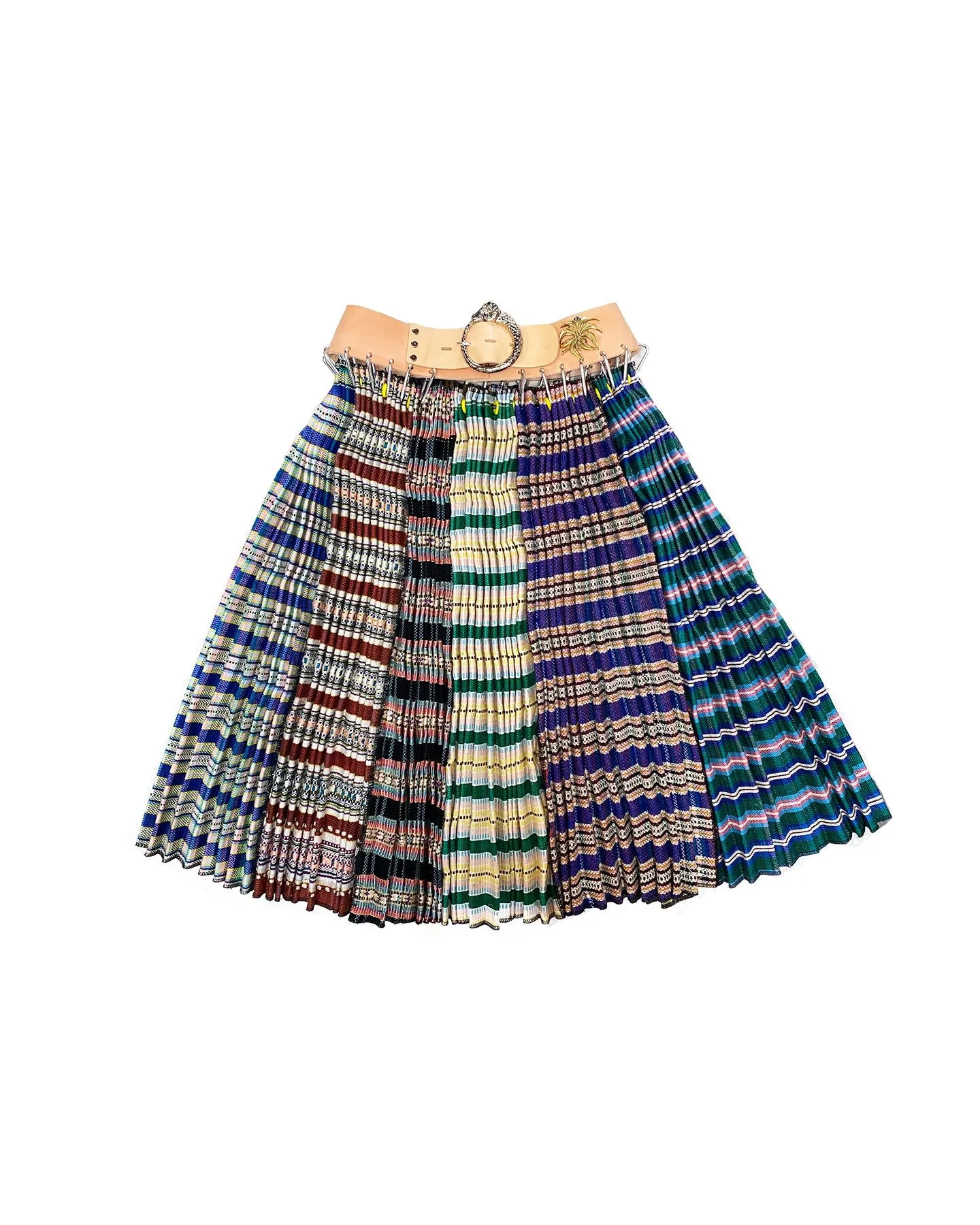 Mixed Pleated Wool Skirt with Tan Belt sold by Chopova Lowena