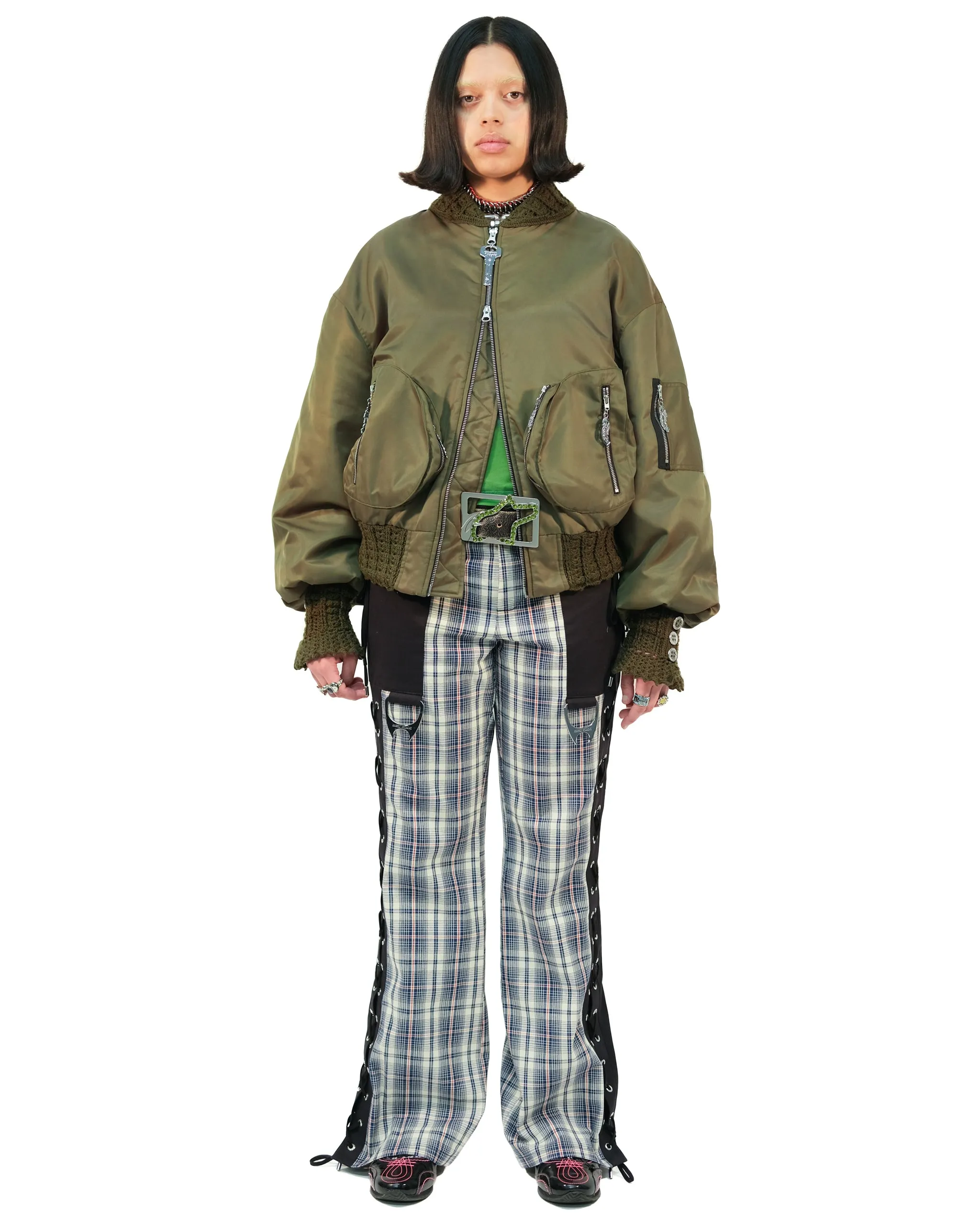 Slash Green Crochet Bomber Jacket sold by Chopova Lowena
