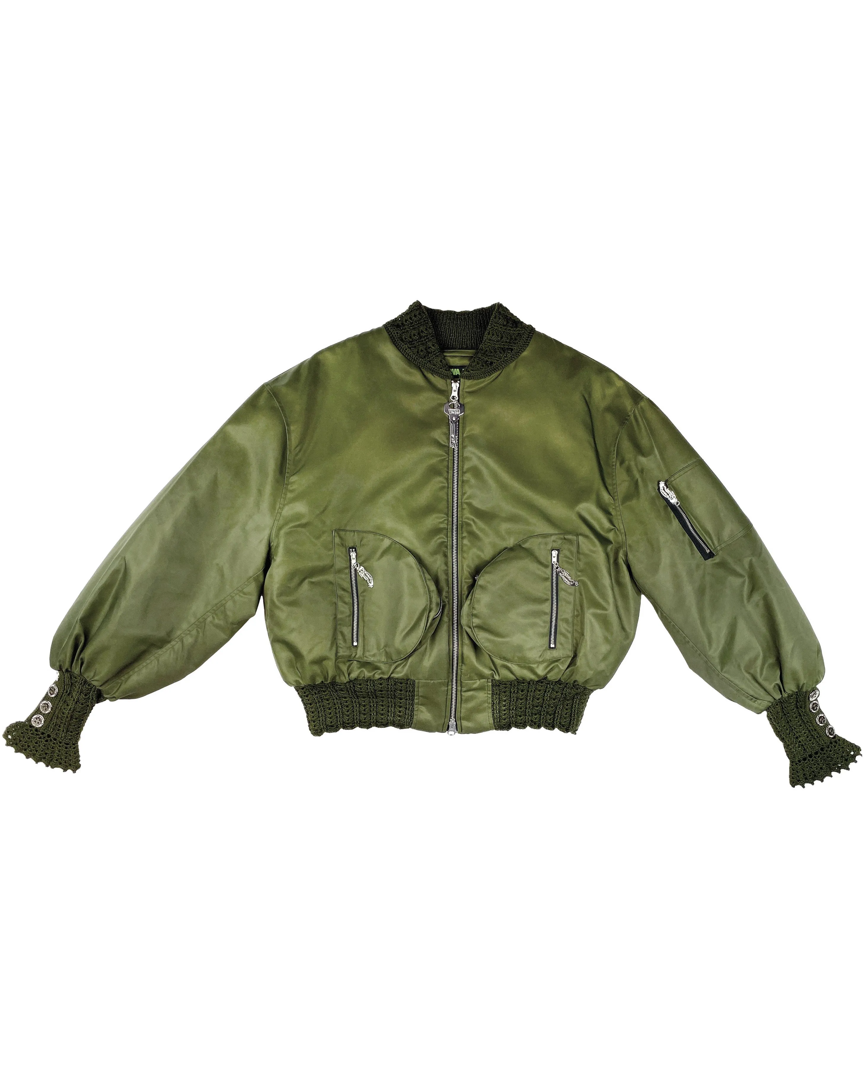 Slash Green Crochet Bomber Jacket sold by Chopova Lowena product image thumbnail 4