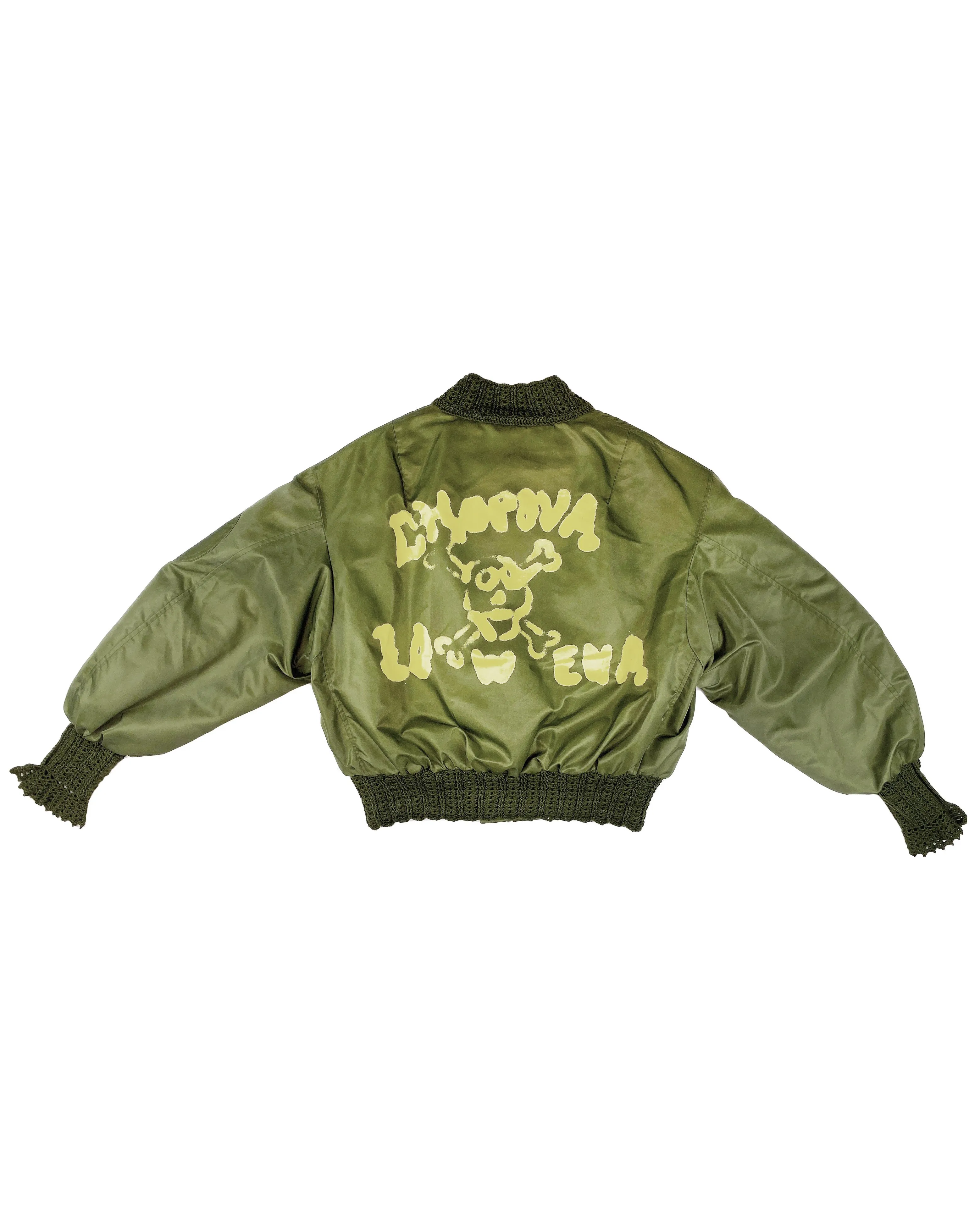 Slash Green Crochet Bomber Jacket sold by Chopova Lowena product image thumbnail 5