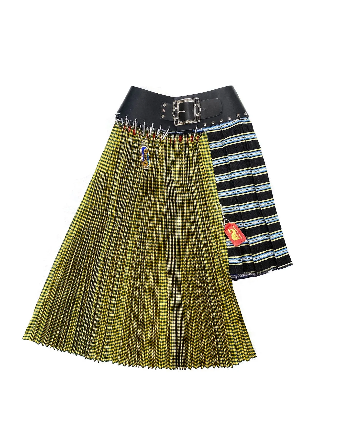 Yellow Plaid Half and Half Midi Skirt sold by Chopova Lowena