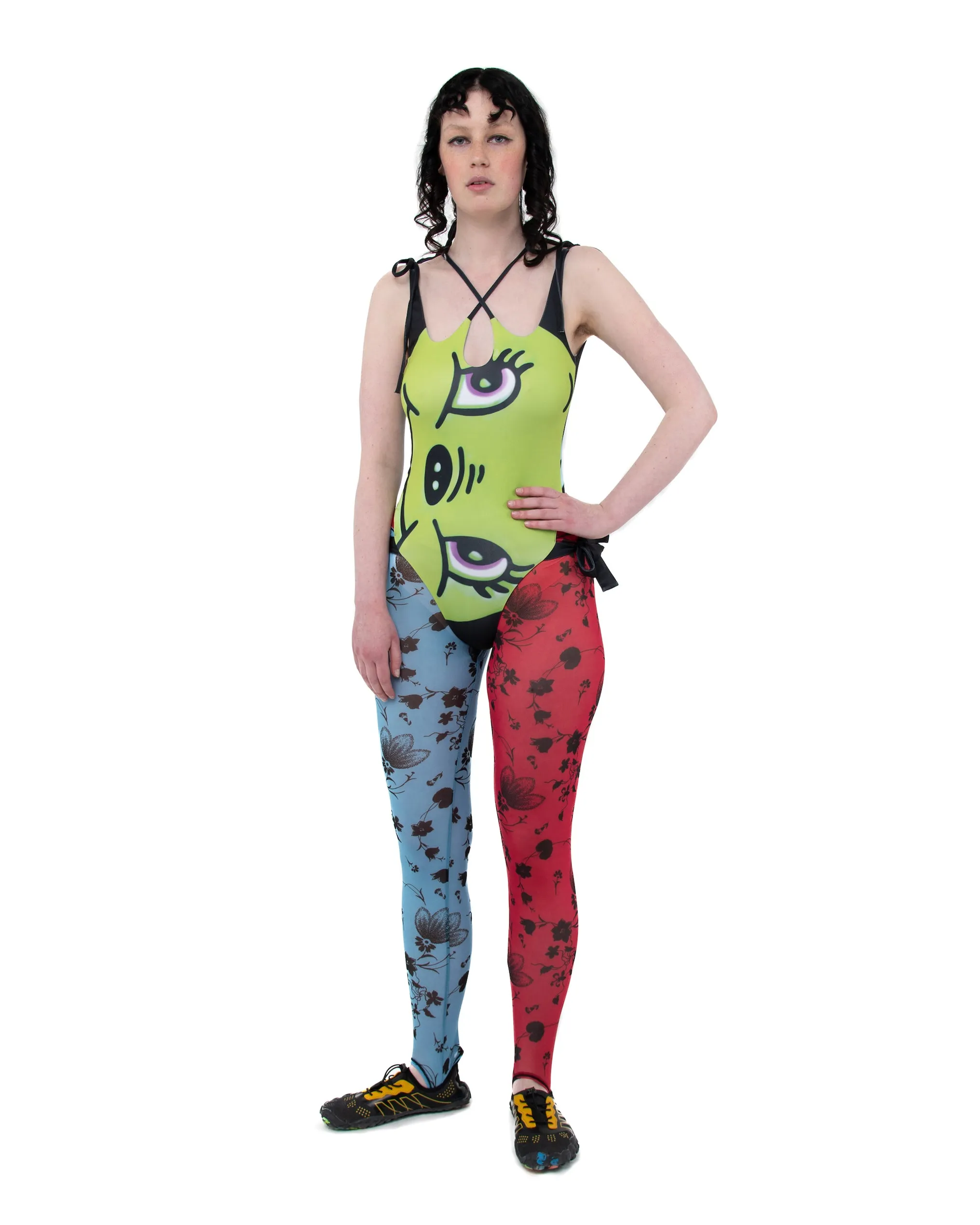 Blue and Red Floral Mesh Leggings sold by Chopova Lowena product image thumbnail 2