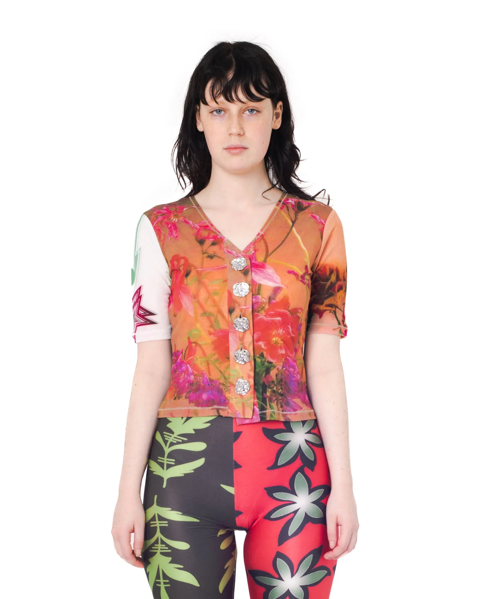 Floral Mesh Button Top sold by Chopova Lowena