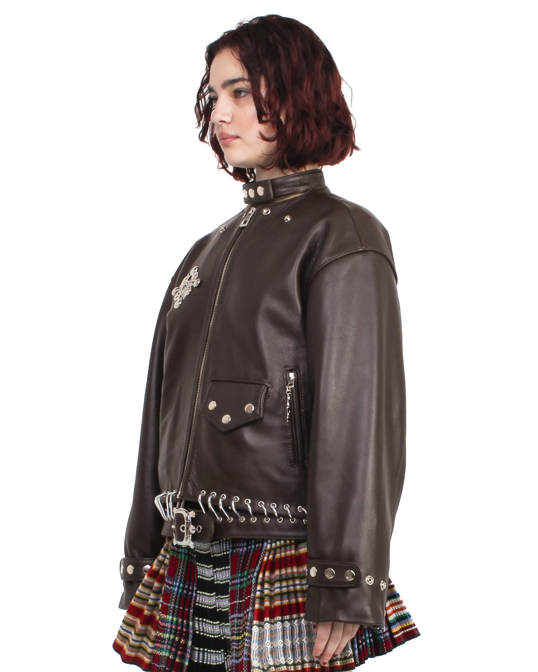 K-Point Leather Brown Jacket sold by Chopova Lowena product image thumbnail 4