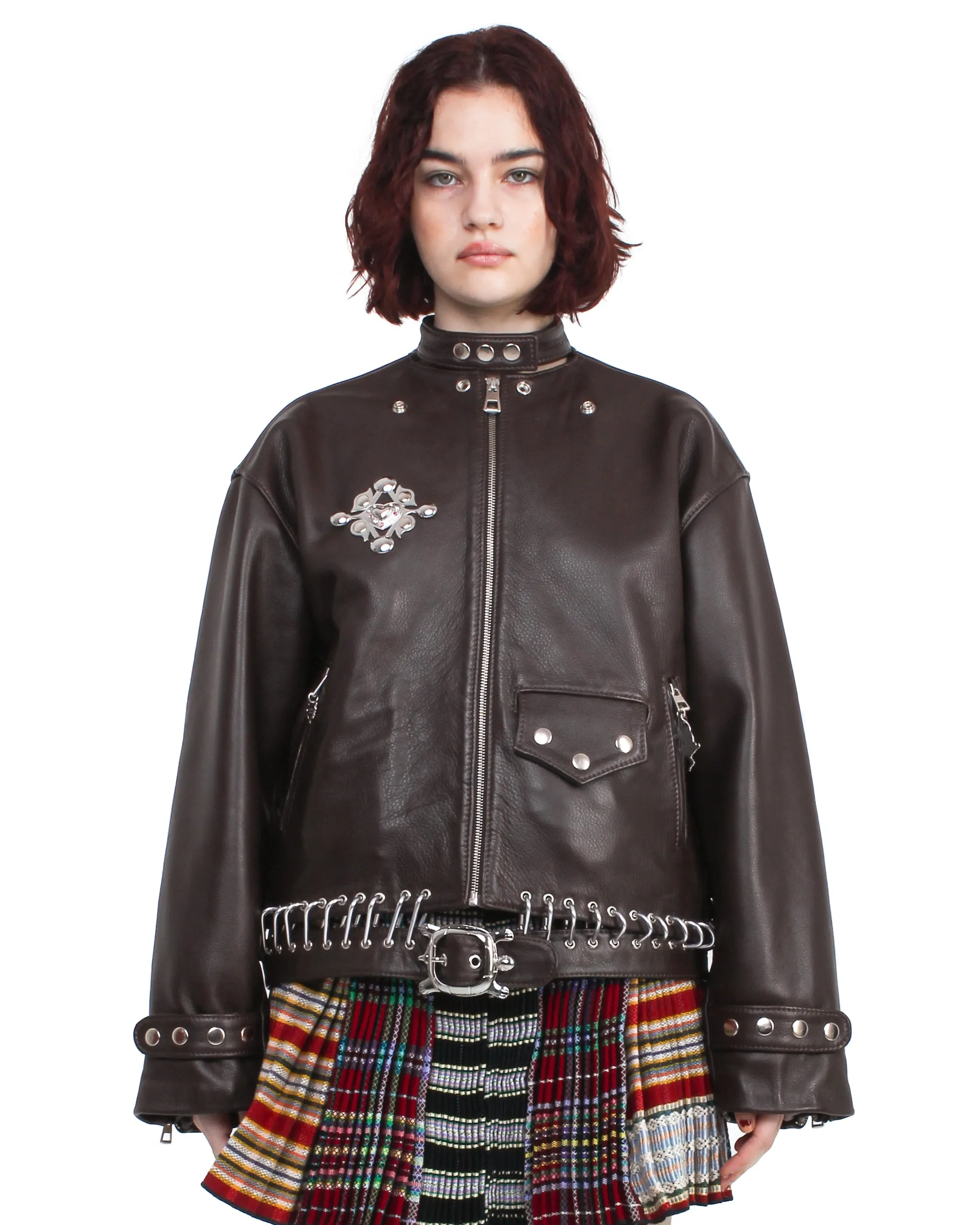 K-Point Leather Brown Jacket sold by Chopova Lowena