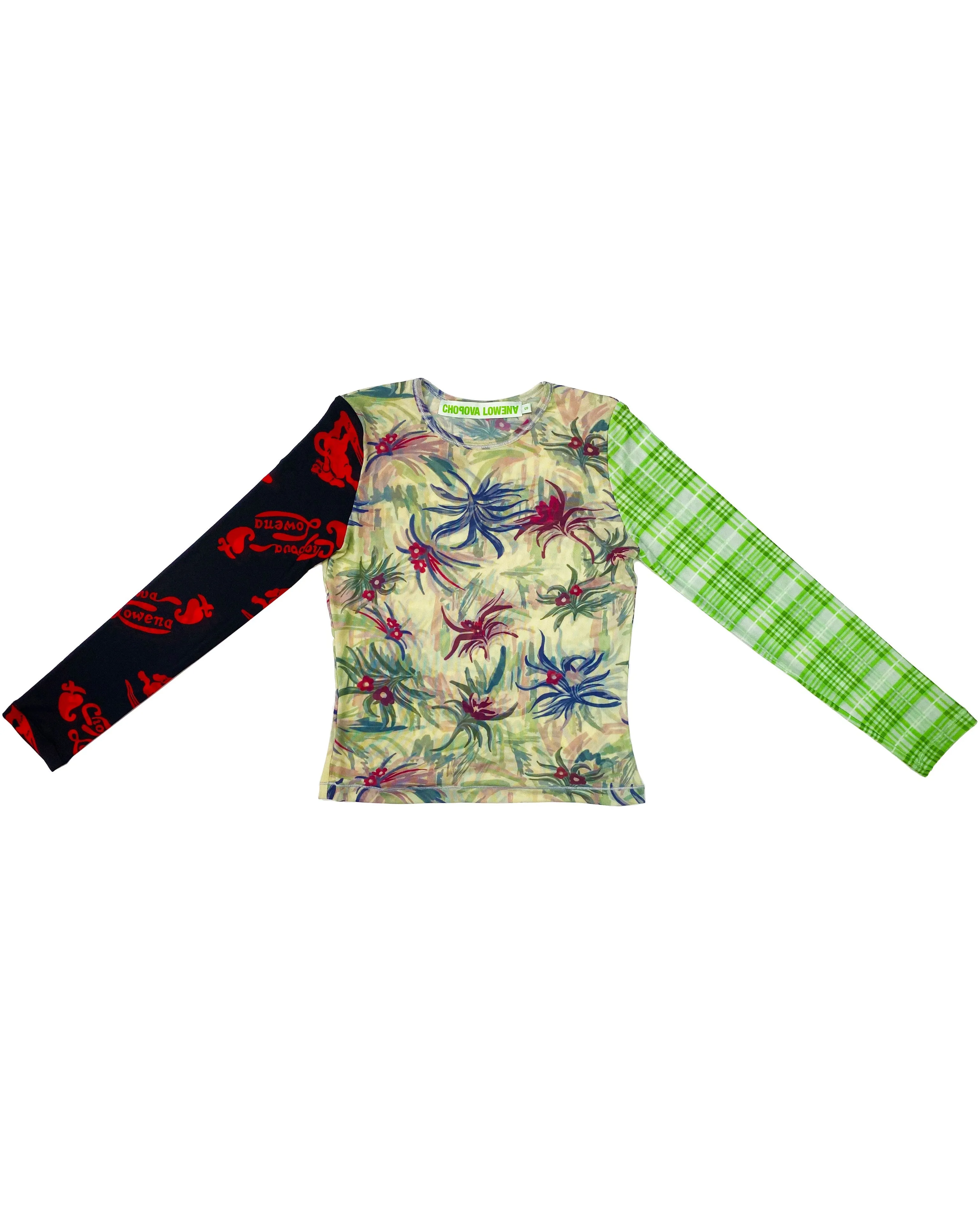 Floral Plaid Fitted Mesh Top sold by Chopova Lowena product image thumbnail 4