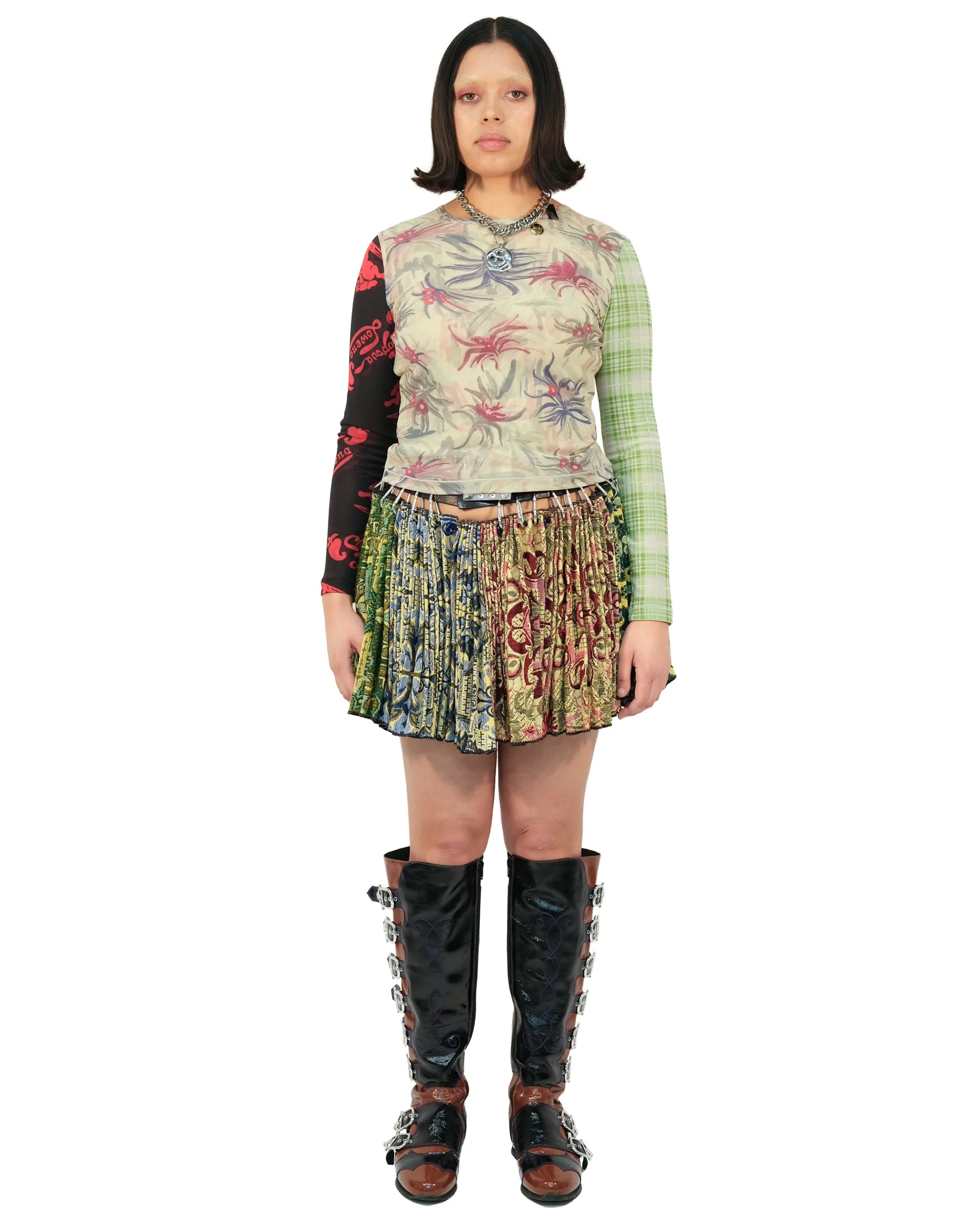 Floral Plaid Fitted Mesh Top sold by Chopova Lowena