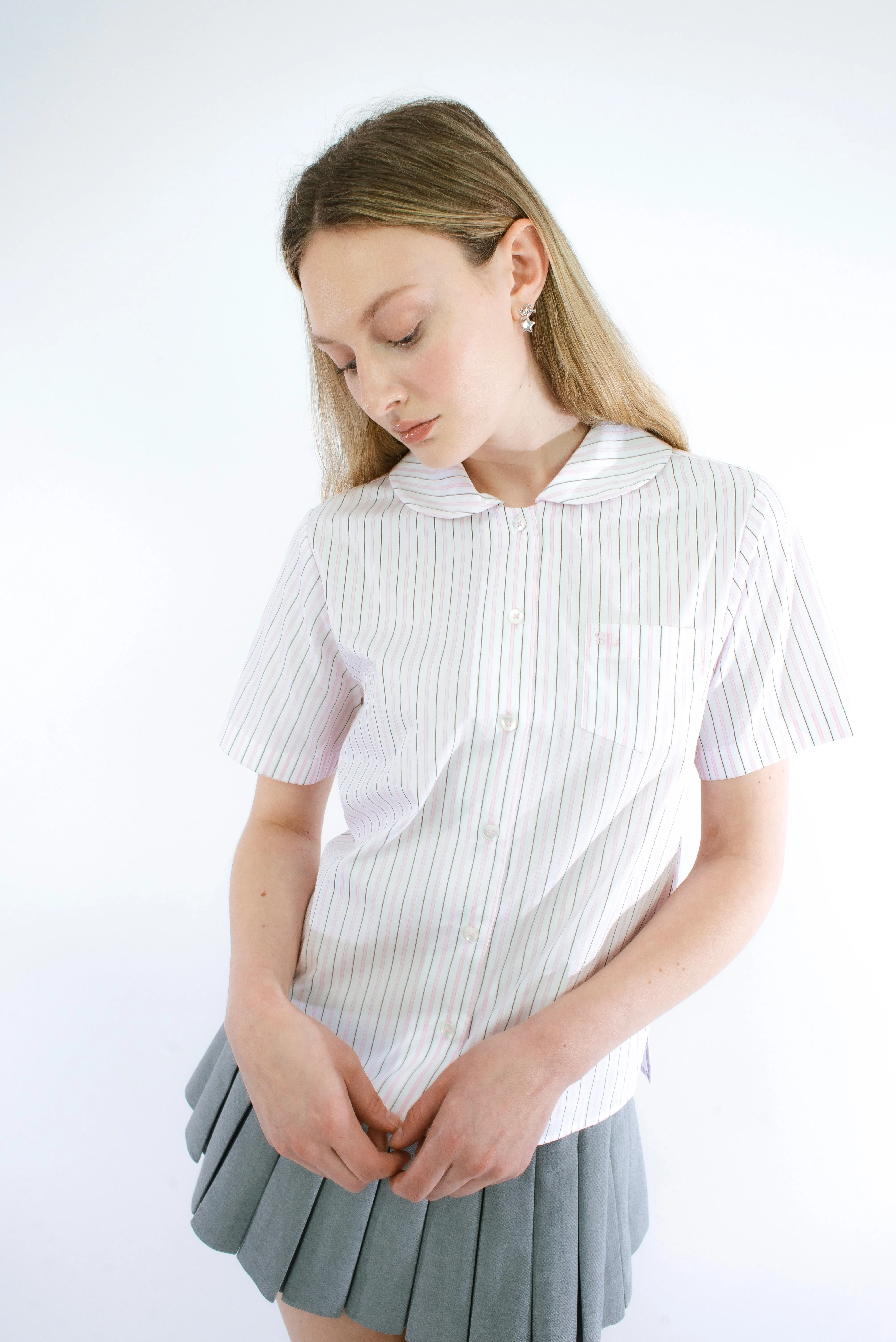 SPLITTER TOP IN PINK STRIPE sold by Sandy Liang product image thumbnail 3