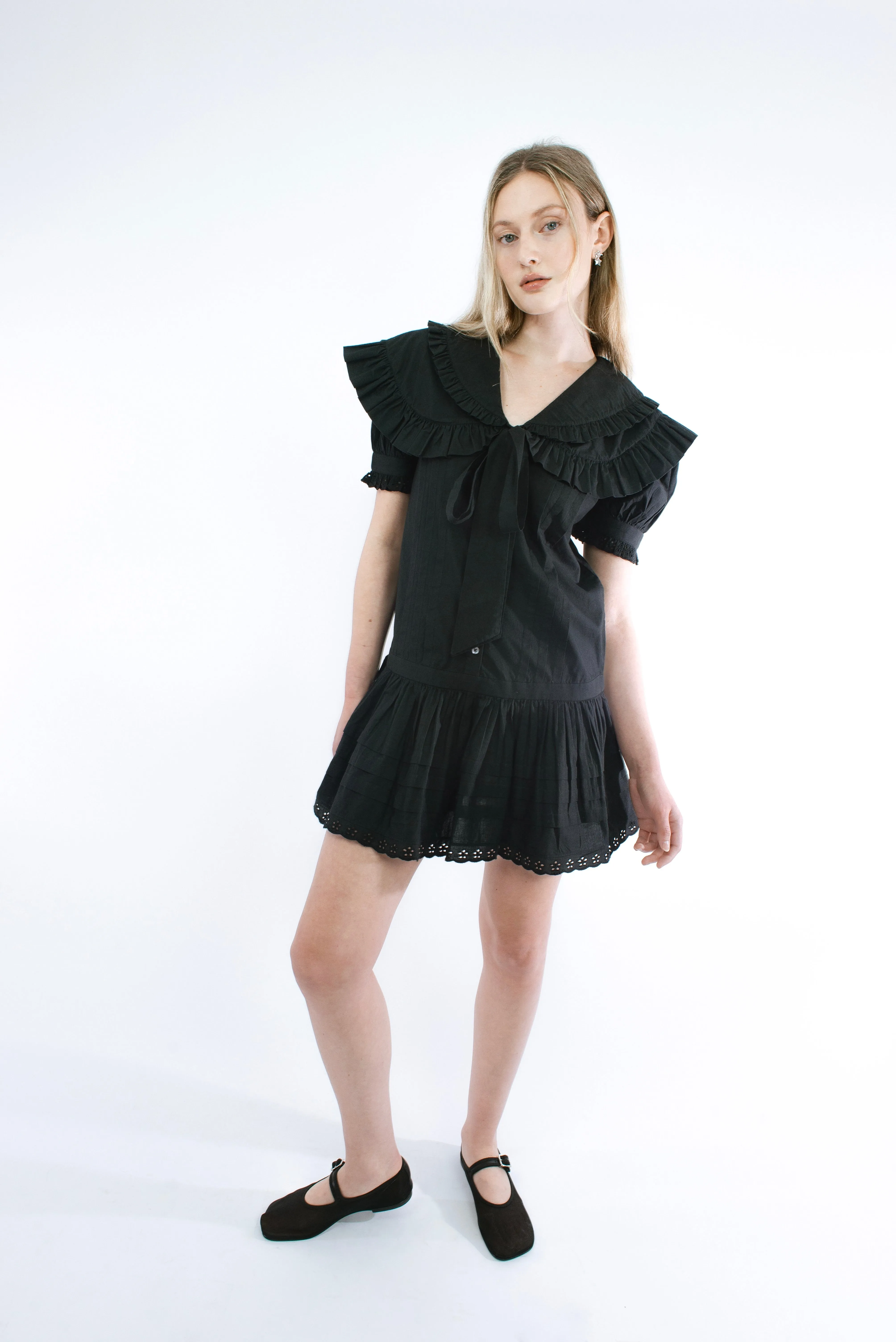 Sandy Liang TOKI DRESS IN BLACK | Parallel