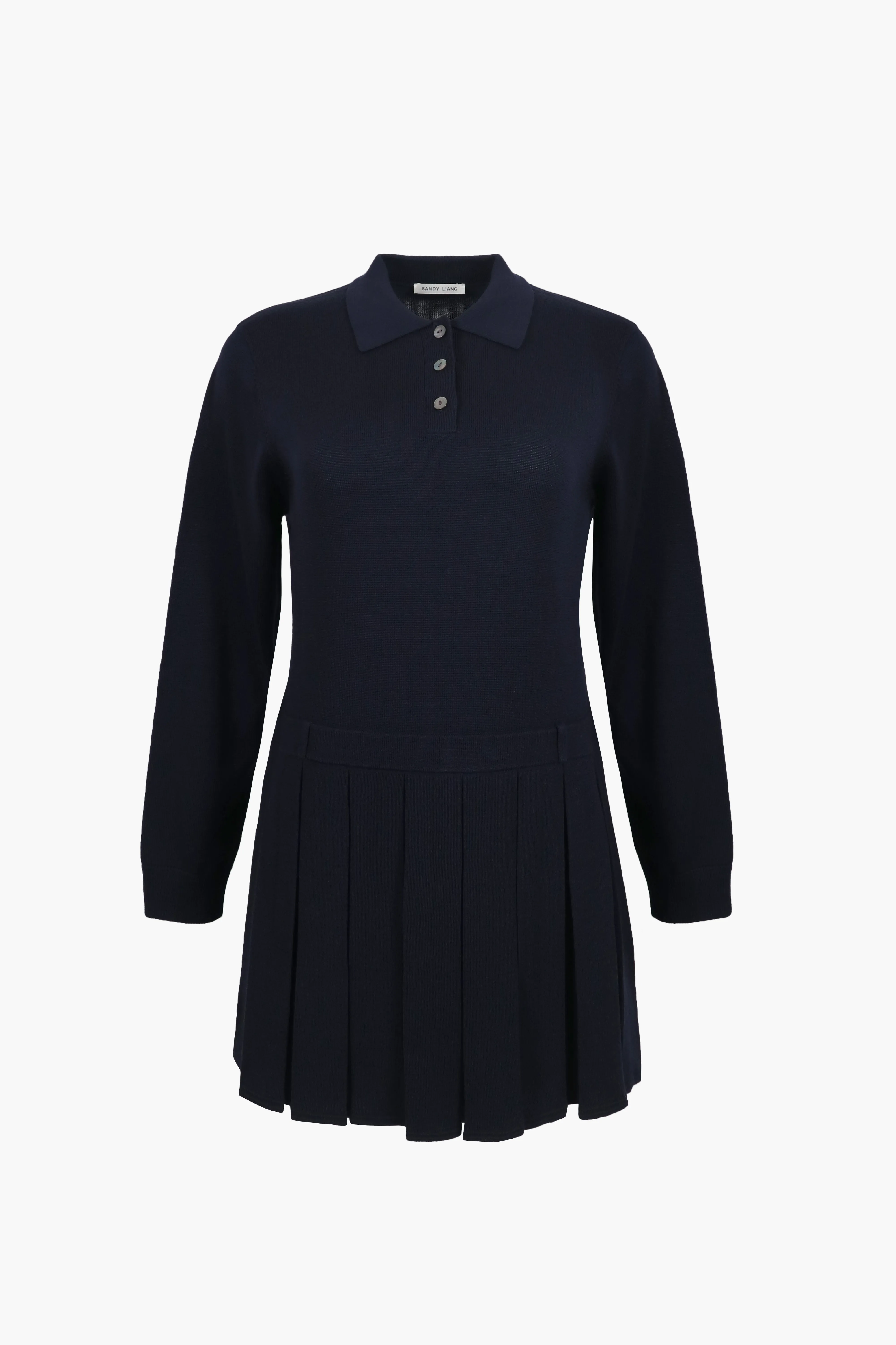 HAGUE SWEATER DRESS IN NAVY sold by Sandy Liang