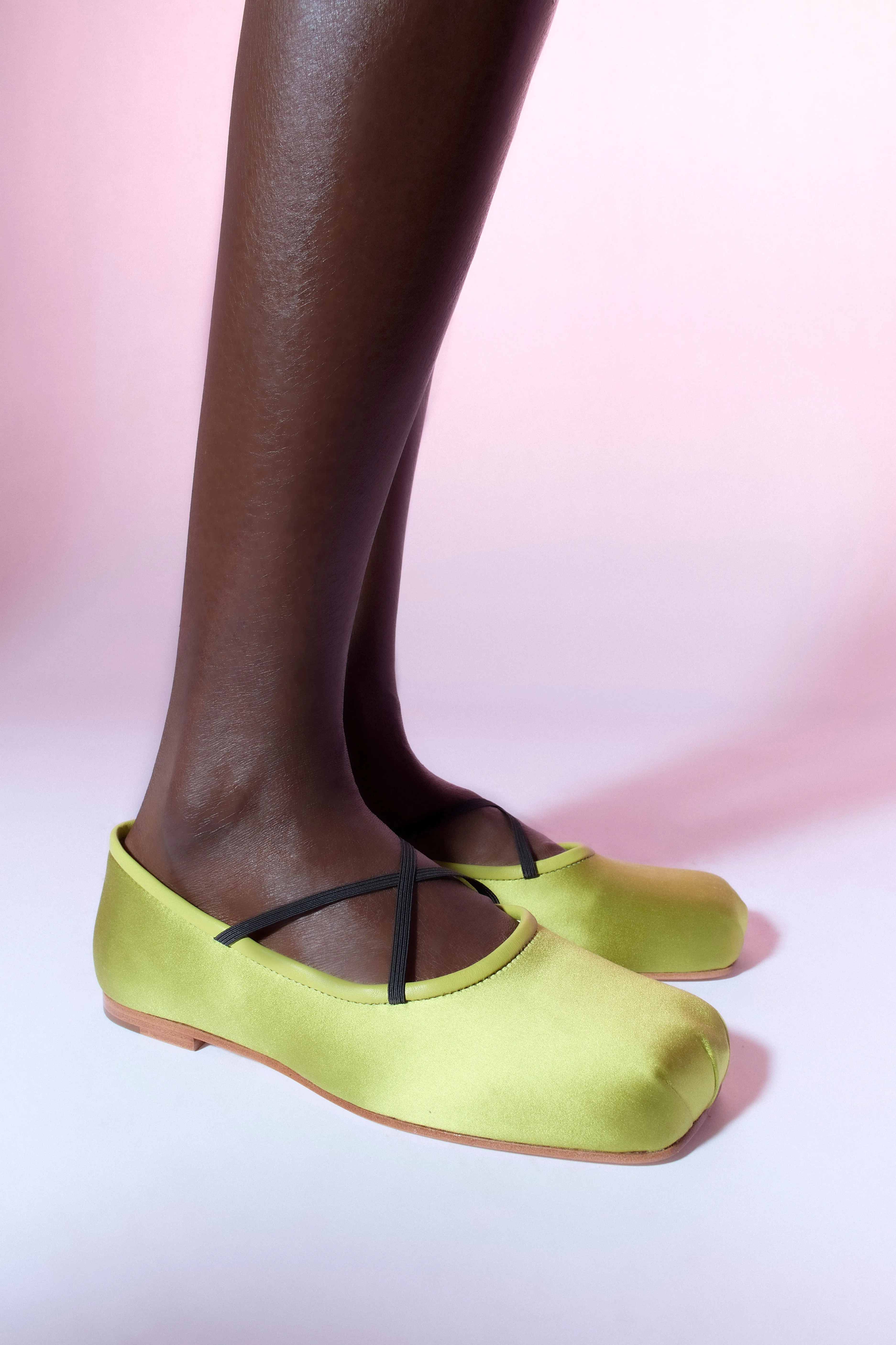 CRISS CROSS POINTE IN CHARTREUSE SATIN sold by Sandy Liang product image thumbnail 3