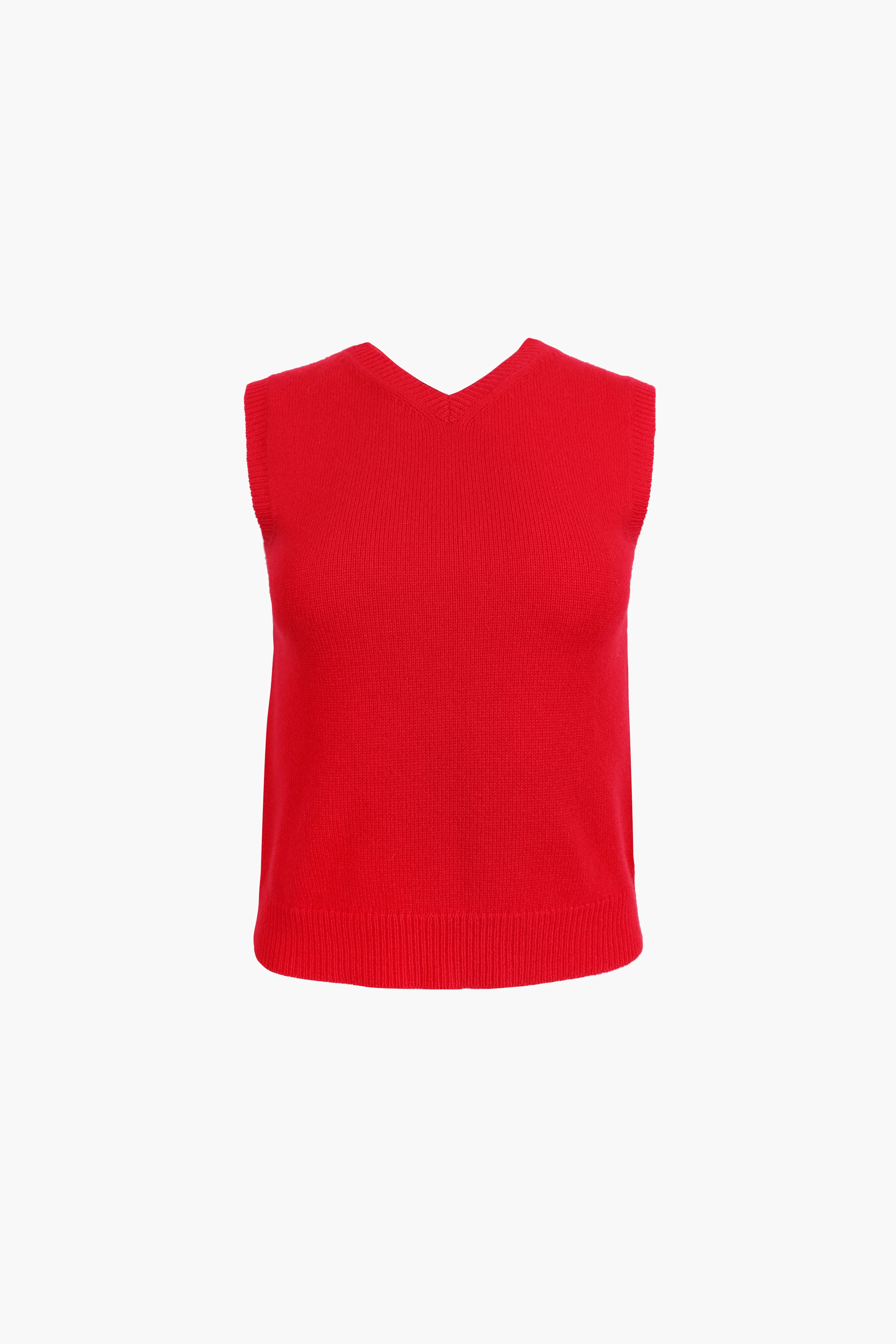 CASHMERE SHRUNKEN VEST IN RED sold by Sandy Liang