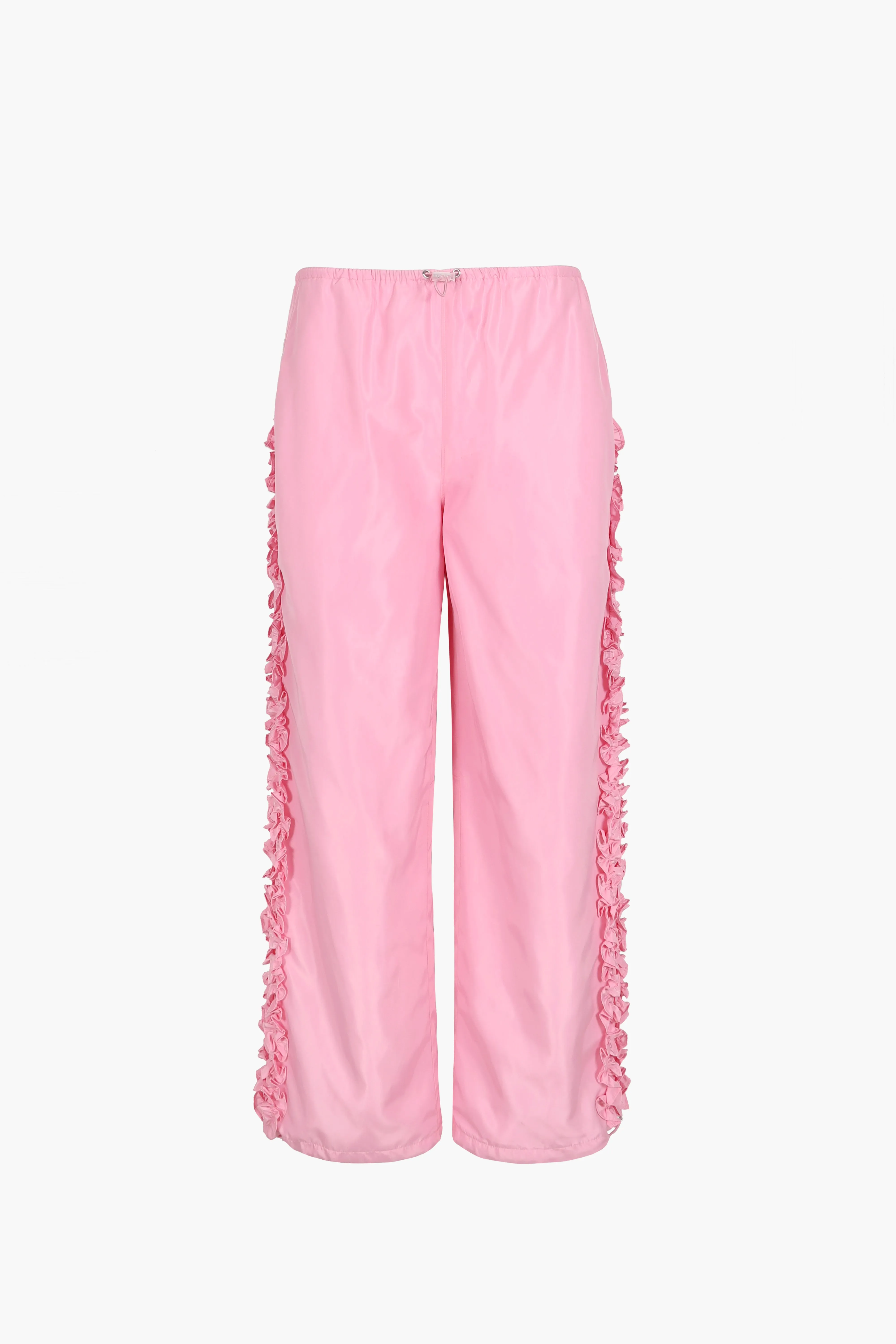 試着のみ　完売Otona satin pants(pink) Final Sale Plus Size 2-Piece Satin Collared Faux Wrap