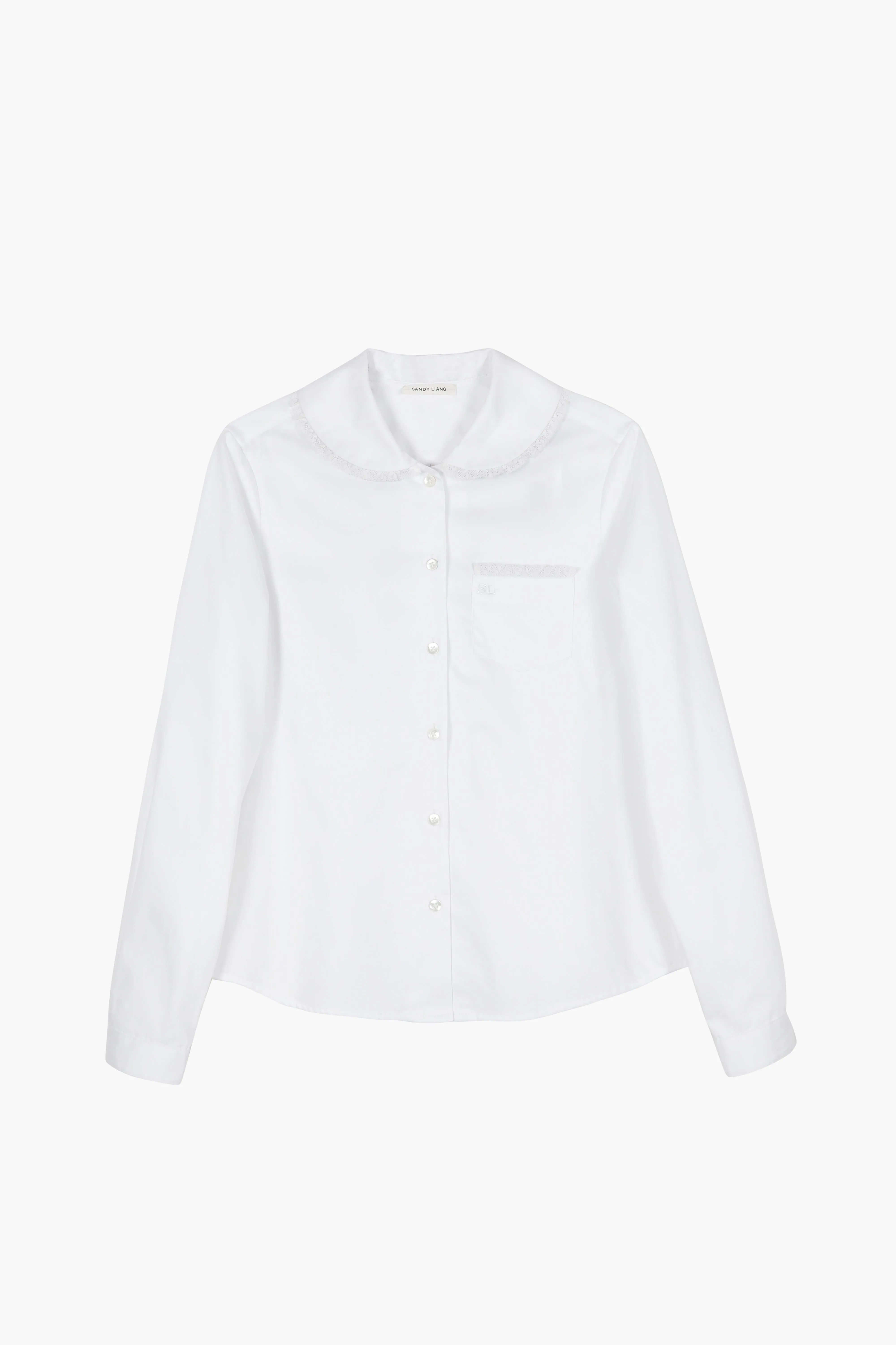 WILBUR TOP IN WHITE LACE sold by Sandy Liang