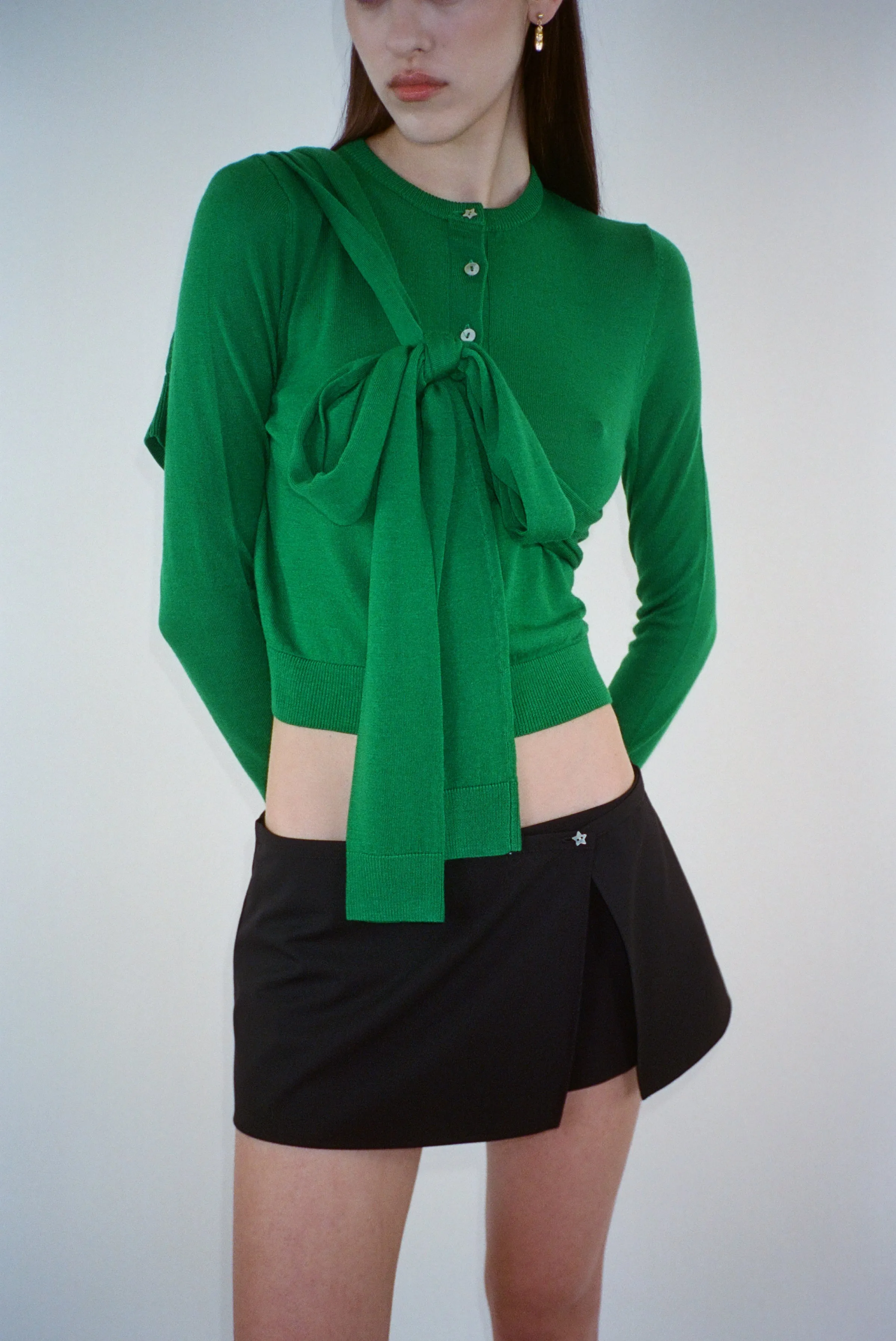 HERMIT CARDIGAN IN KELLY GREEN sold by Sandy Liang product image thumbnail 2