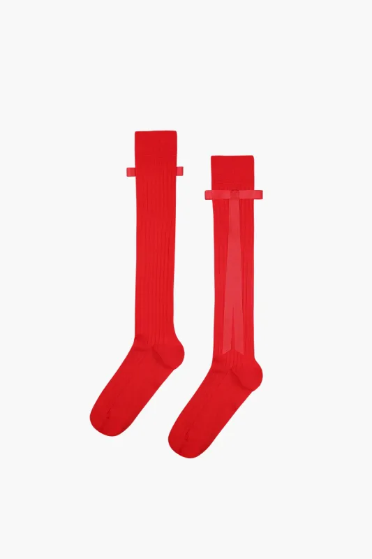 RECITAL SOCKS IN RED made by Sandy Liang