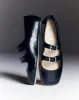 MJ DOUBLE STRAP IN BLACK SPAZZOLATO sold by Sandy Liang