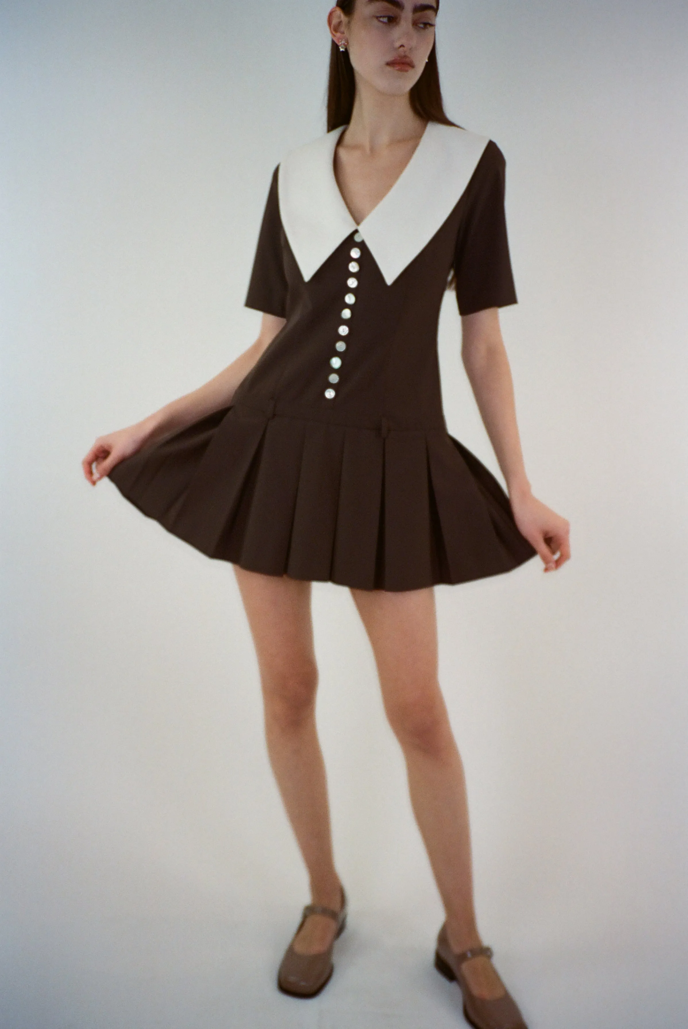 KERRY DRESS IN BROWN sold by Sandy Liang product image thumbnail 3