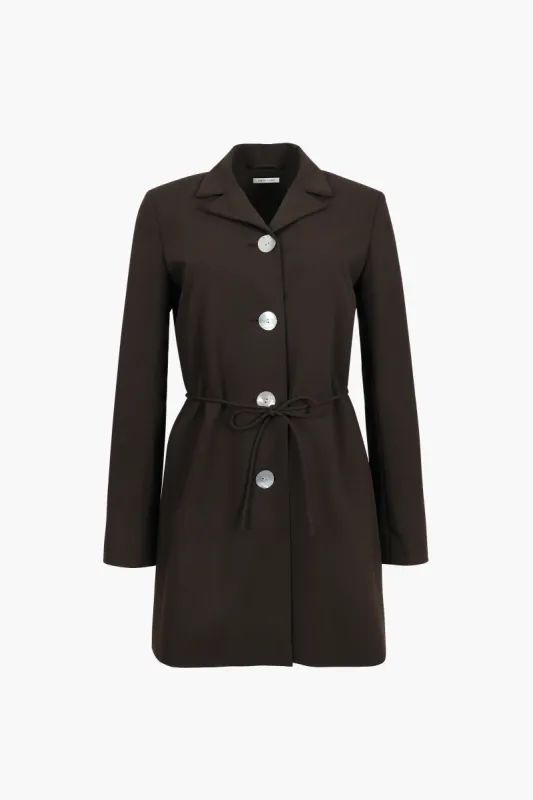 GREENE COAT IN BROWN made by Sandy Liang