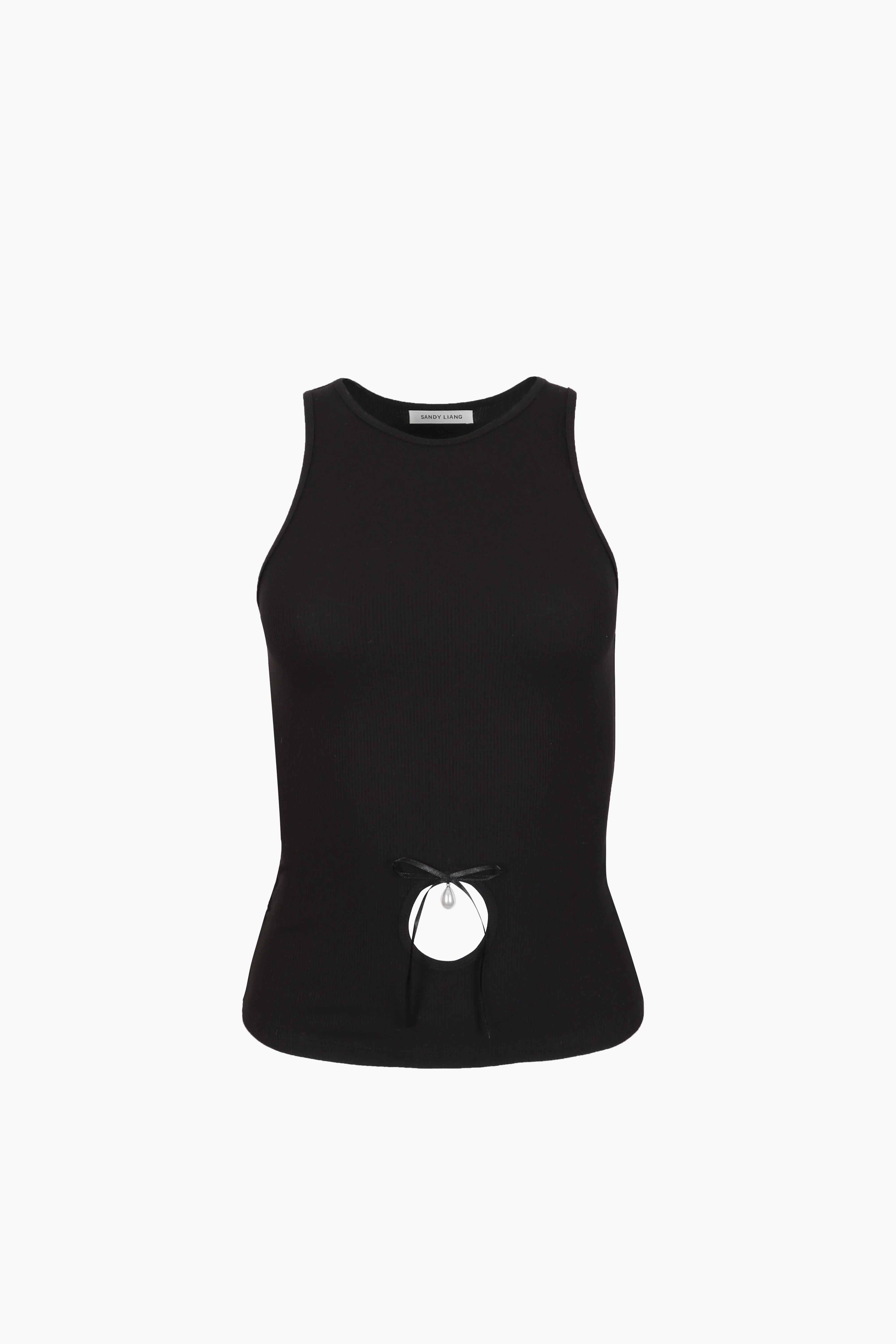 BELLISIMO TANK IN BLACK sold by Sandy Liang