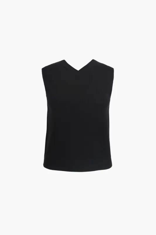 CASHMERE SHRUNKEN VEST IN BLACK sold by Sandy Liang