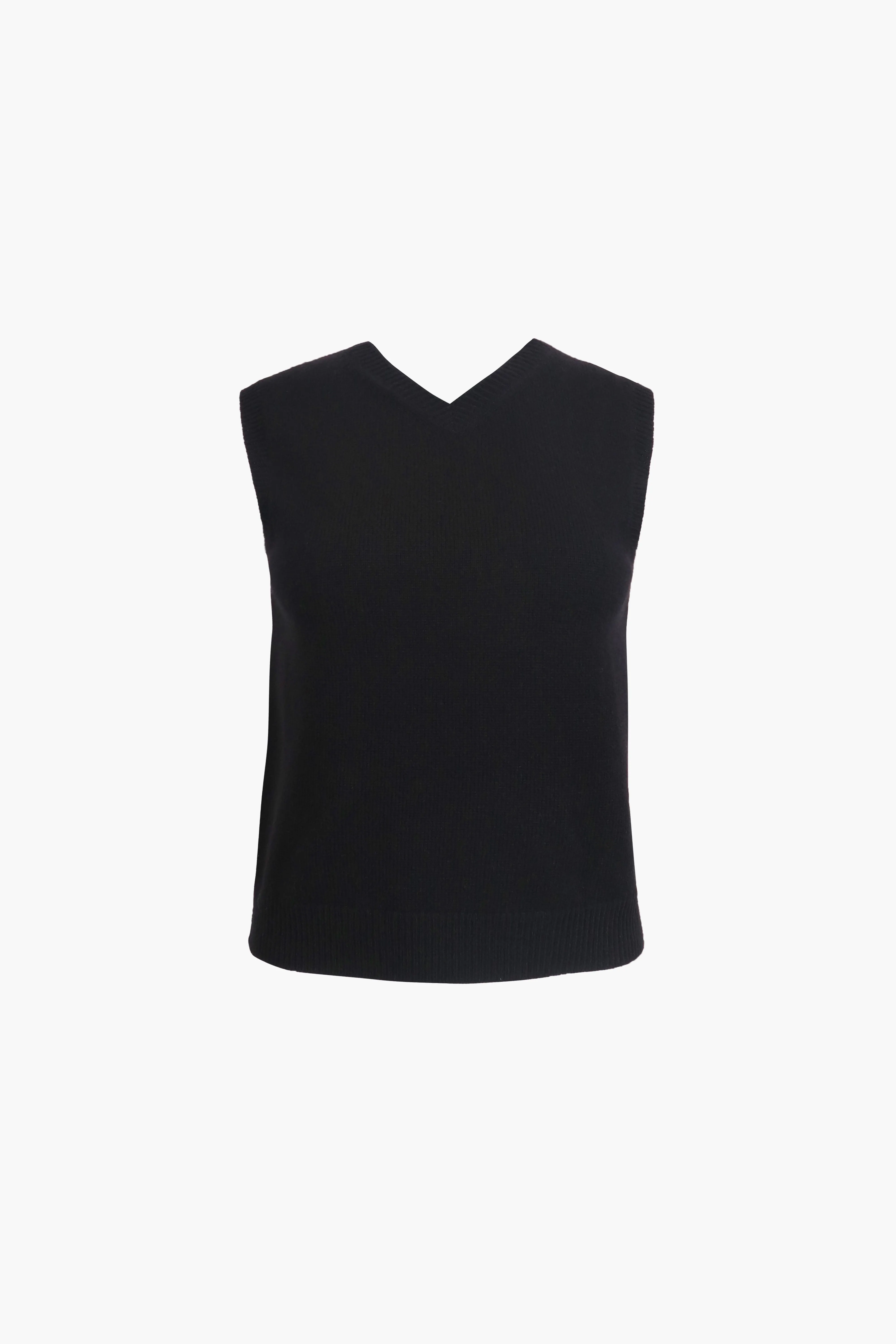 CASHMERE SHRUNKEN VEST IN BLACK sold by Sandy Liang