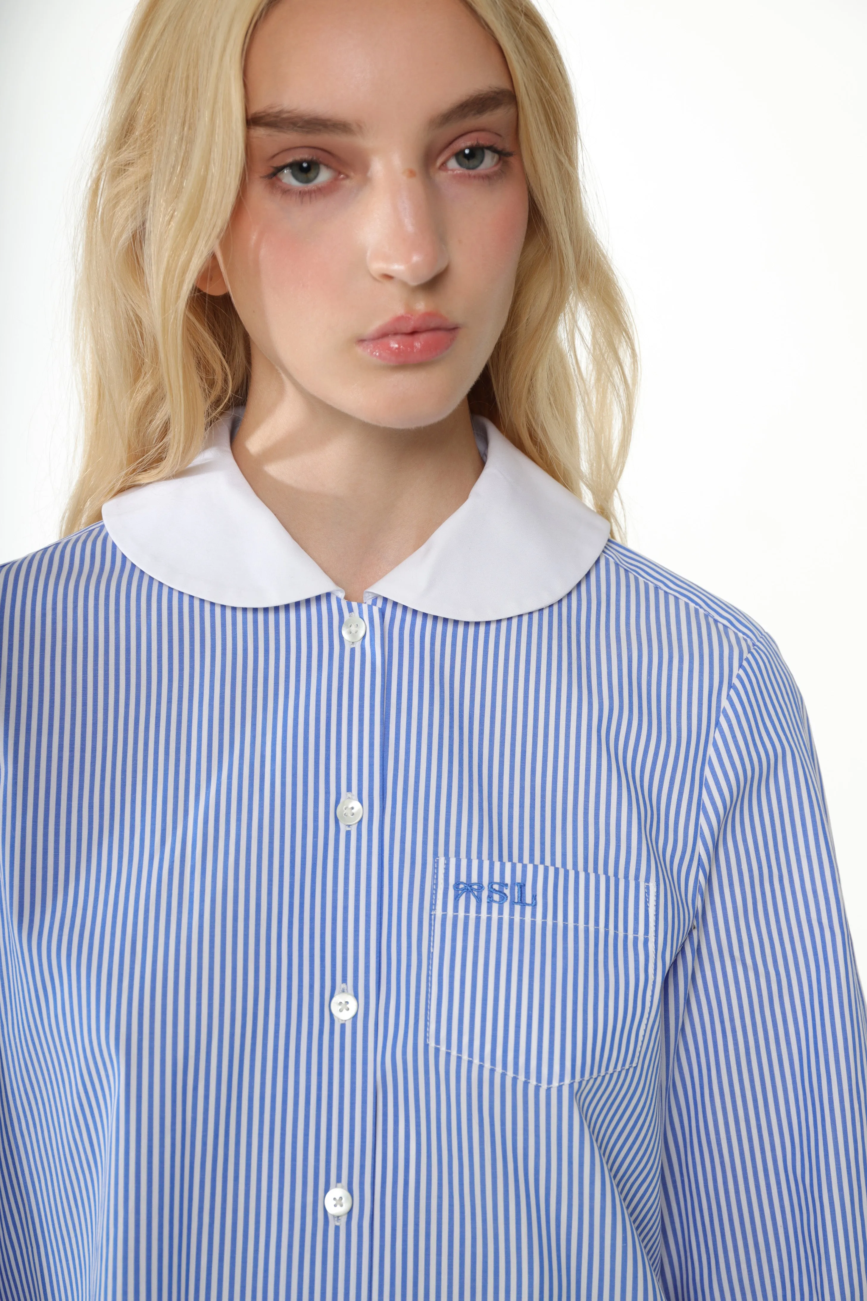 WILBUR TOP IN BLUE STRIPE sold by Sandy Liang product image thumbnail 5