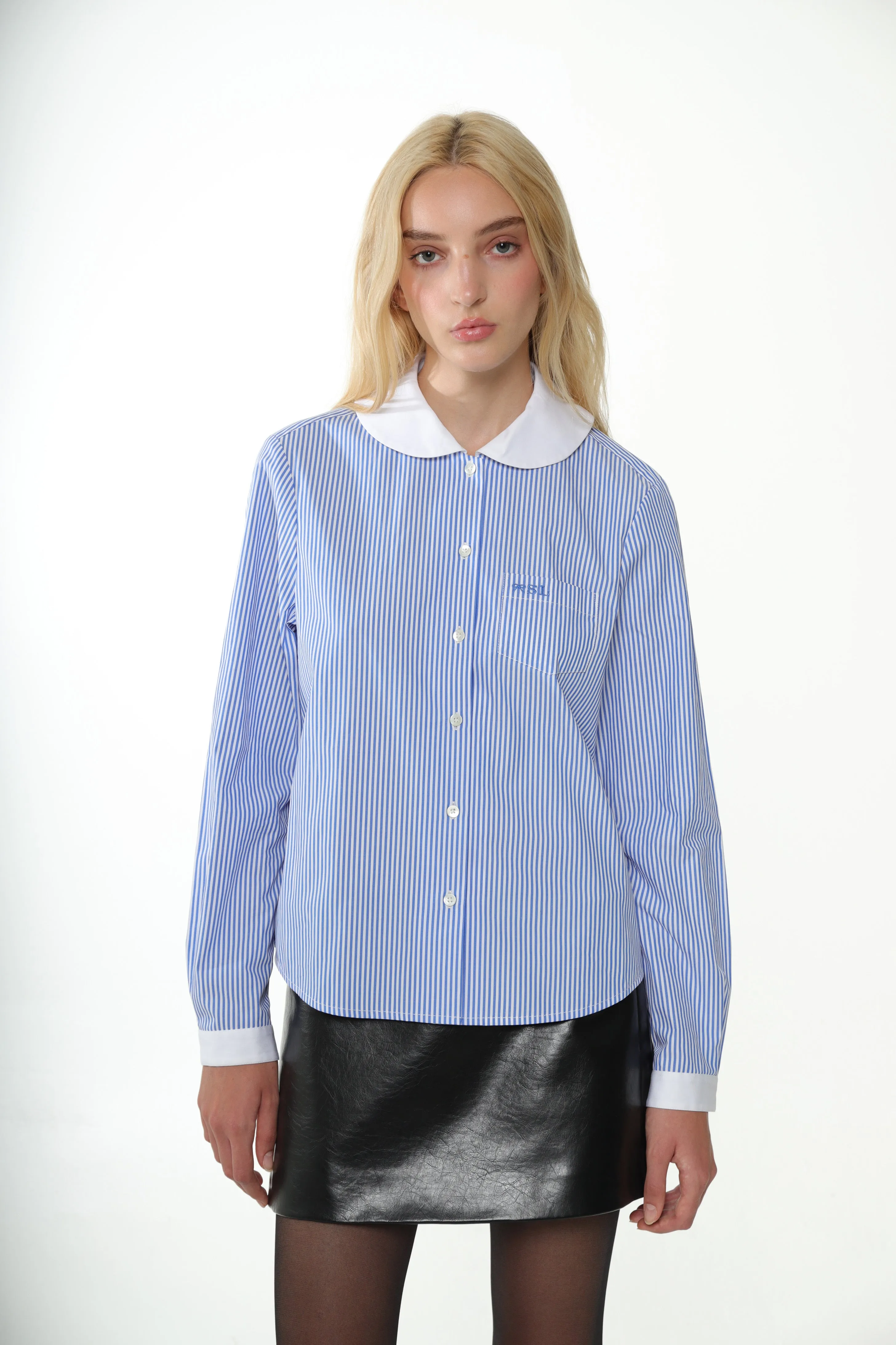 WILBUR TOP IN BLUE STRIPE sold by Sandy Liang product image thumbnail 4