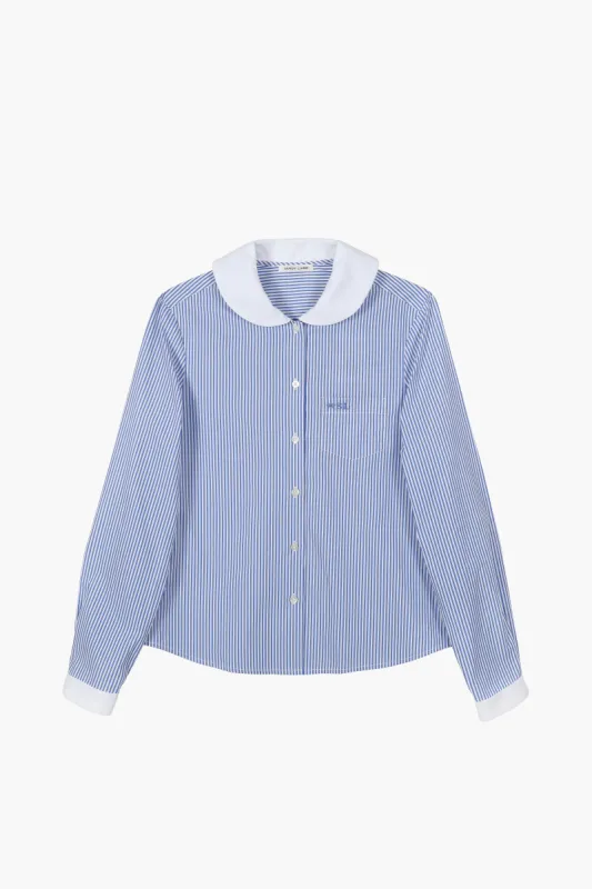 WILBUR TOP IN BLUE STRIPE sold by Sandy Liang