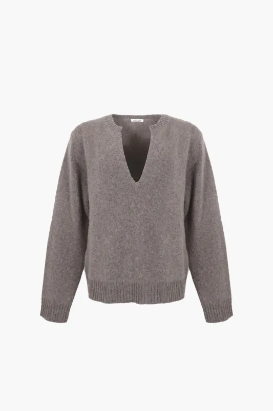 NESH CASHMERE SWEATER IN TAUPE sold by Sandy Liang
