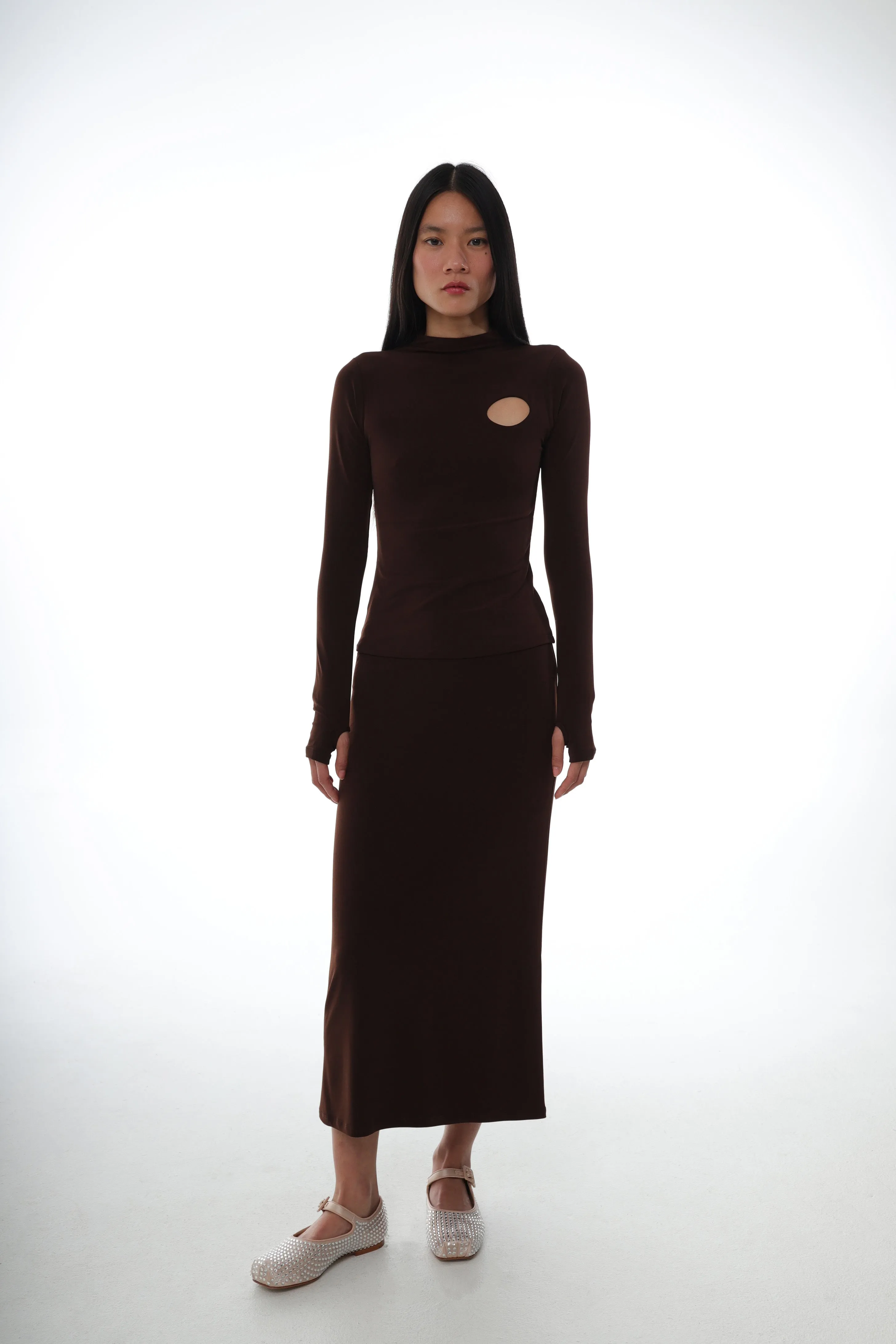 AXEW SKIRT IN DARK BROWN sold by Sandy Liang product image thumbnail 4