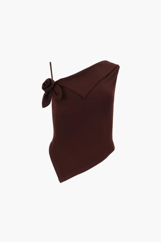 DORY TOP IN DARK BROWN made by Sandy Liang