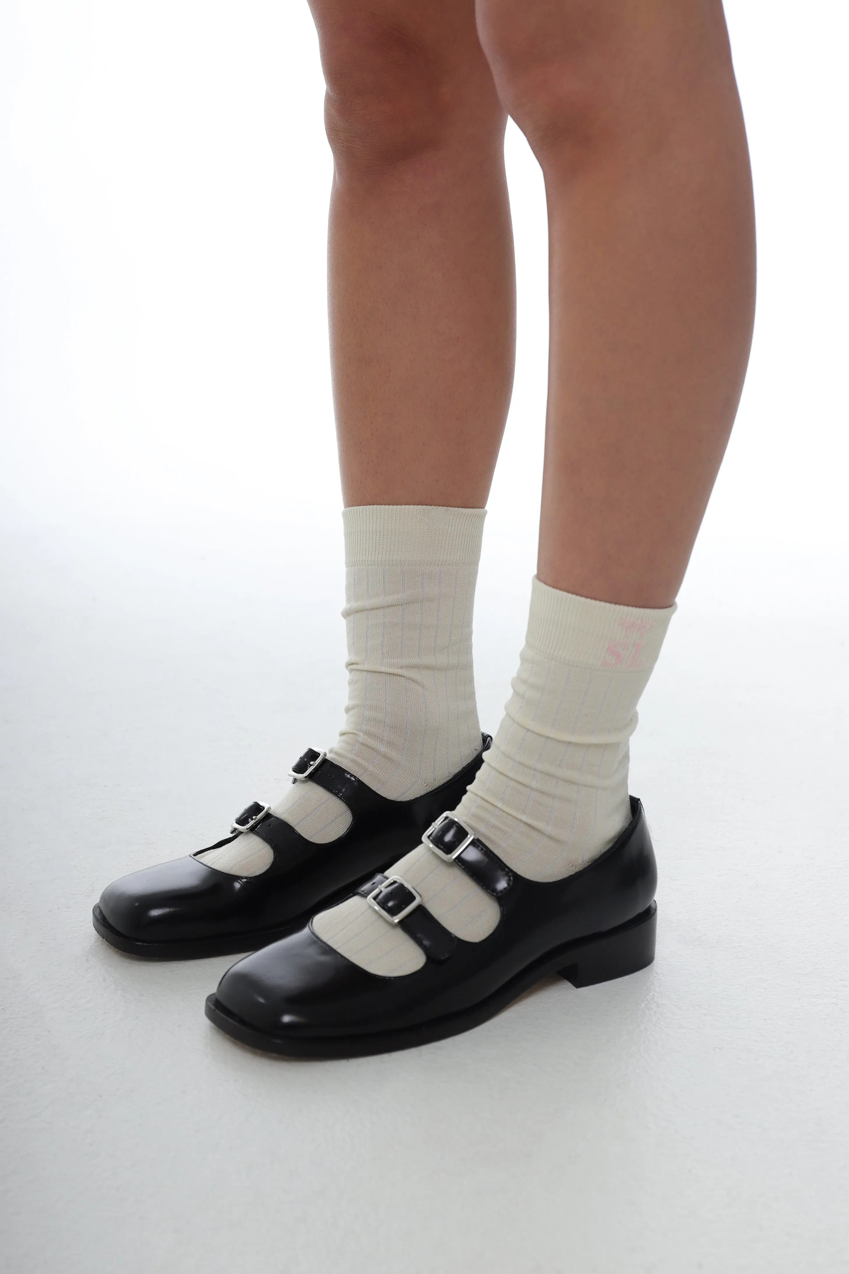 MARY JANE DOUBLE STRAP WELT IN BLACK SPAZZOLATO sold by Sandy Liang product image thumbnail 4