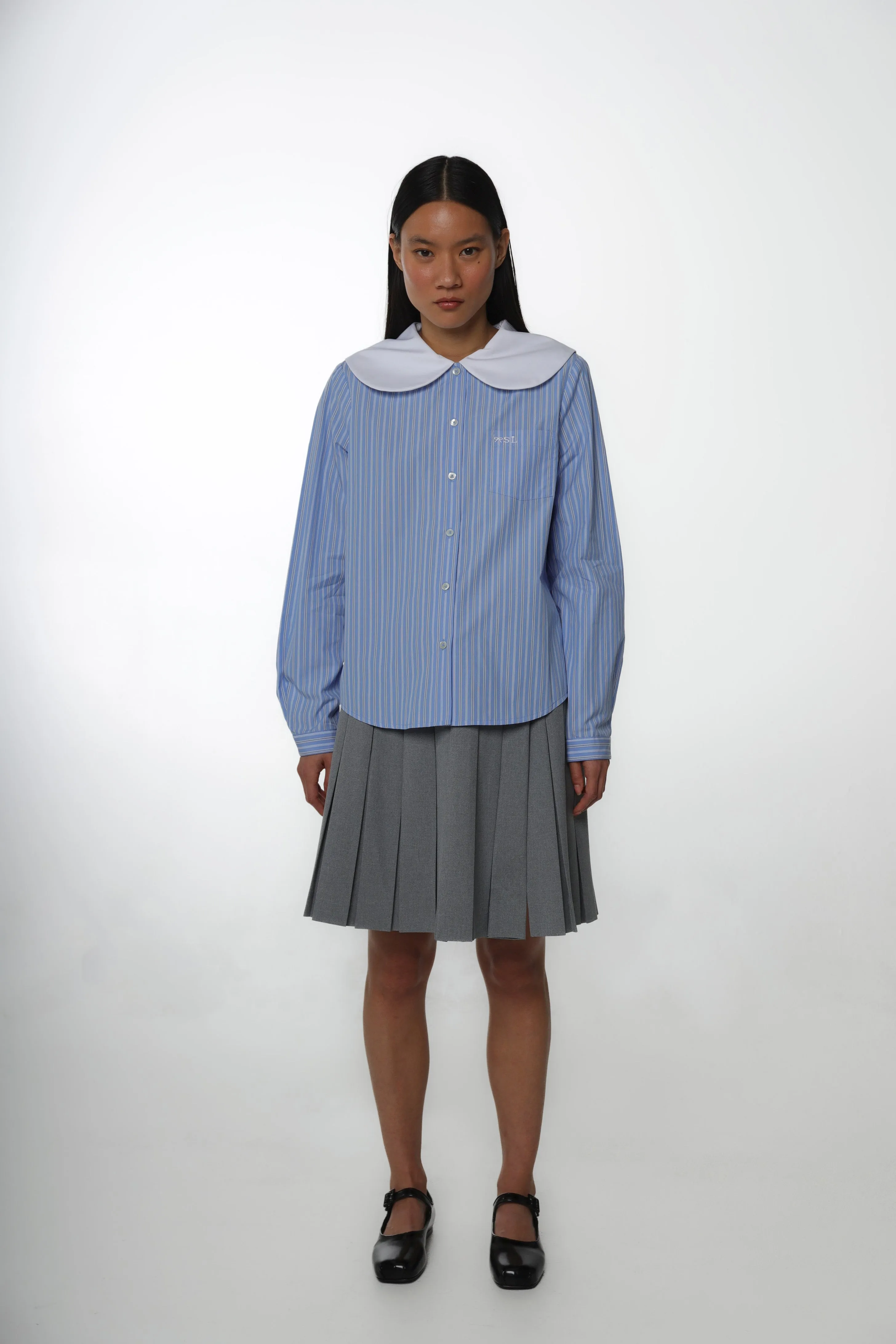 LUTON SHIRT IN LIGHT BLUE STRIPE sold by Sandy Liang product image thumbnail 2