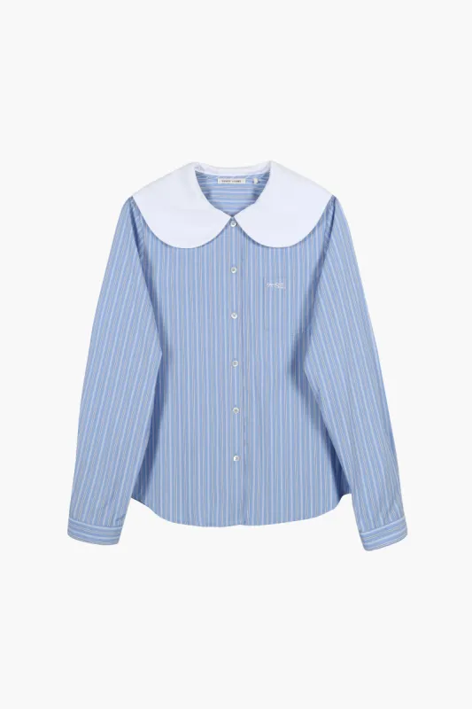 LUTON SHIRT IN LIGHT BLUE STRIPE sold by Sandy Liang