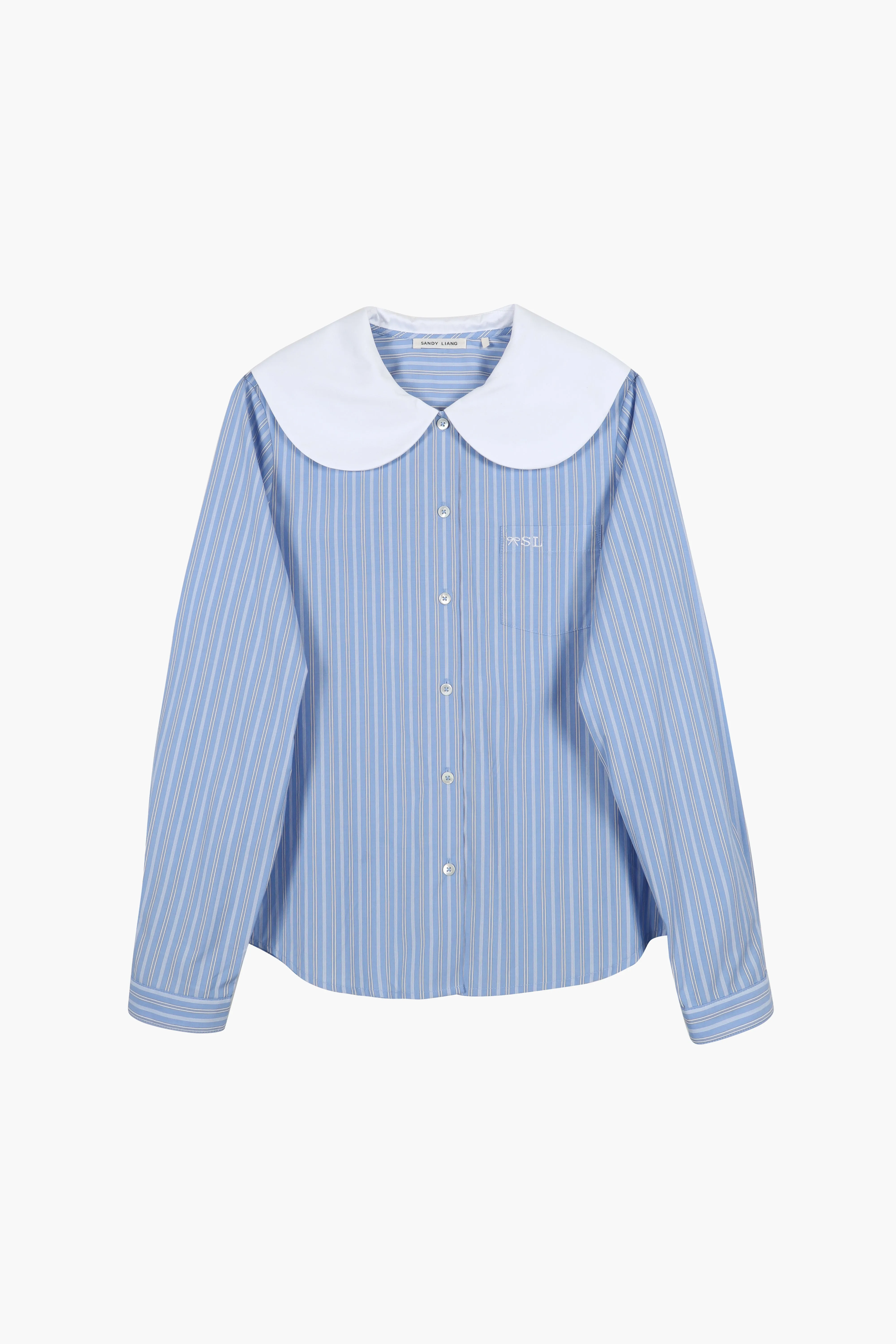 LUTON SHIRT IN LIGHT BLUE STRIPE sold by Sandy Liang